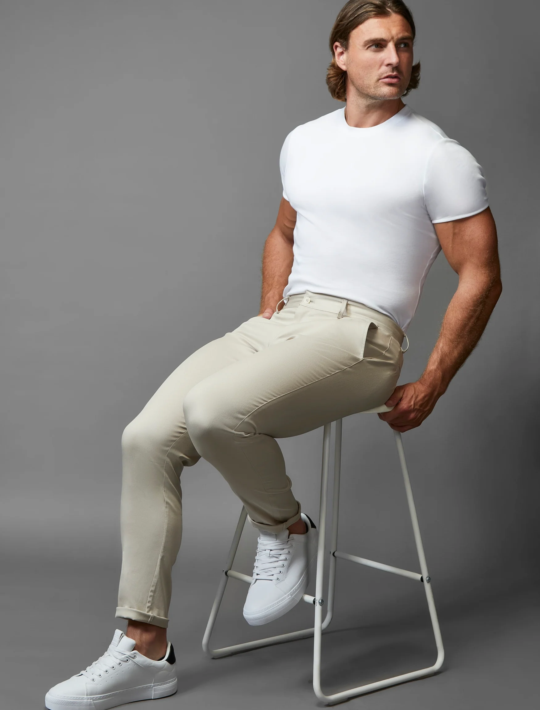 Beige Tapered Fit Chinos - Image 5