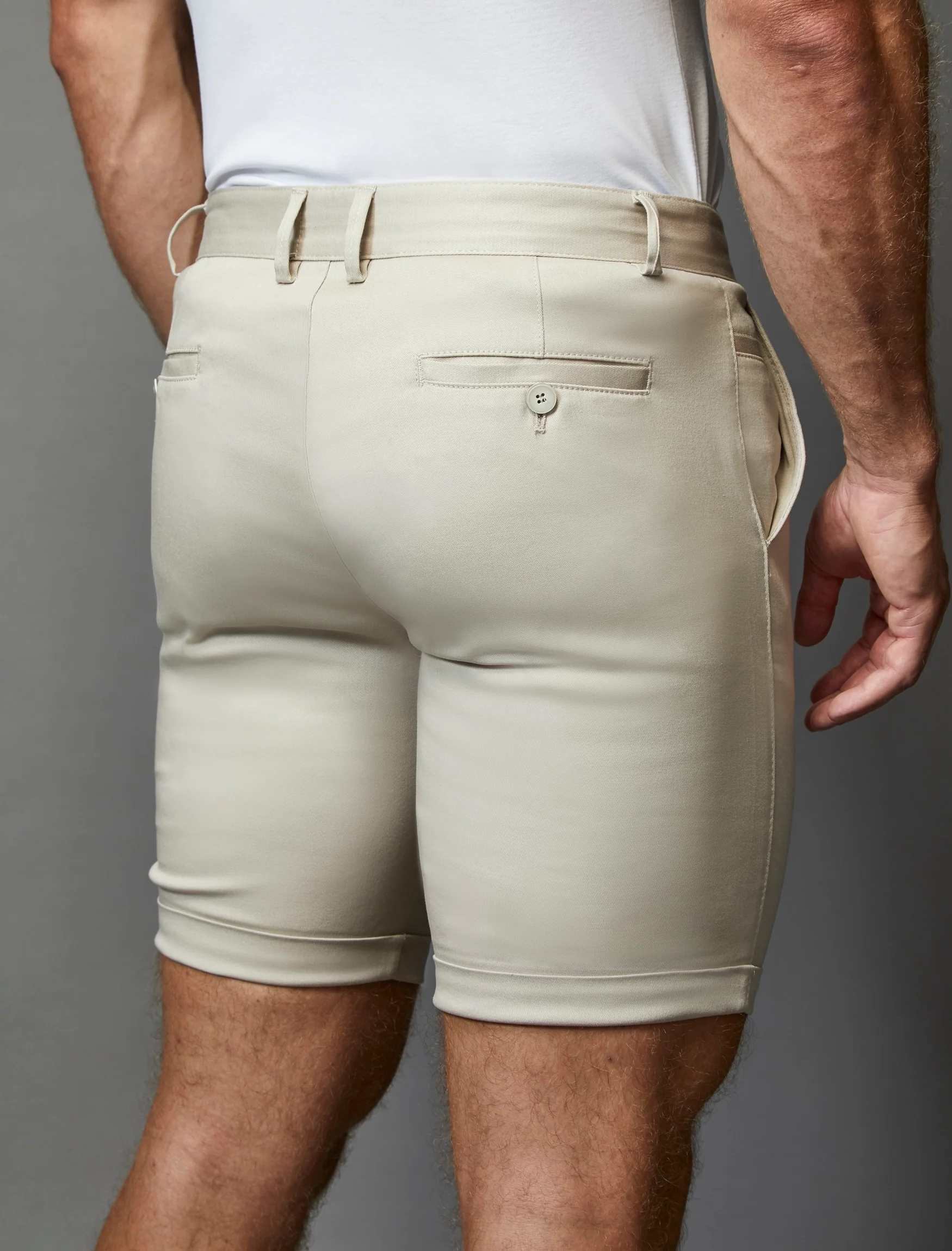 Beige Tapered Fit Chino Shorts - Image 3