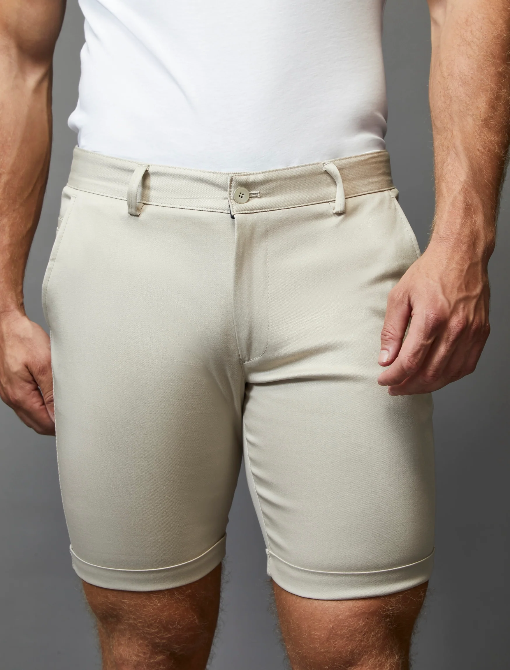 Beige Tapered Fit Chino Shorts - Image 4