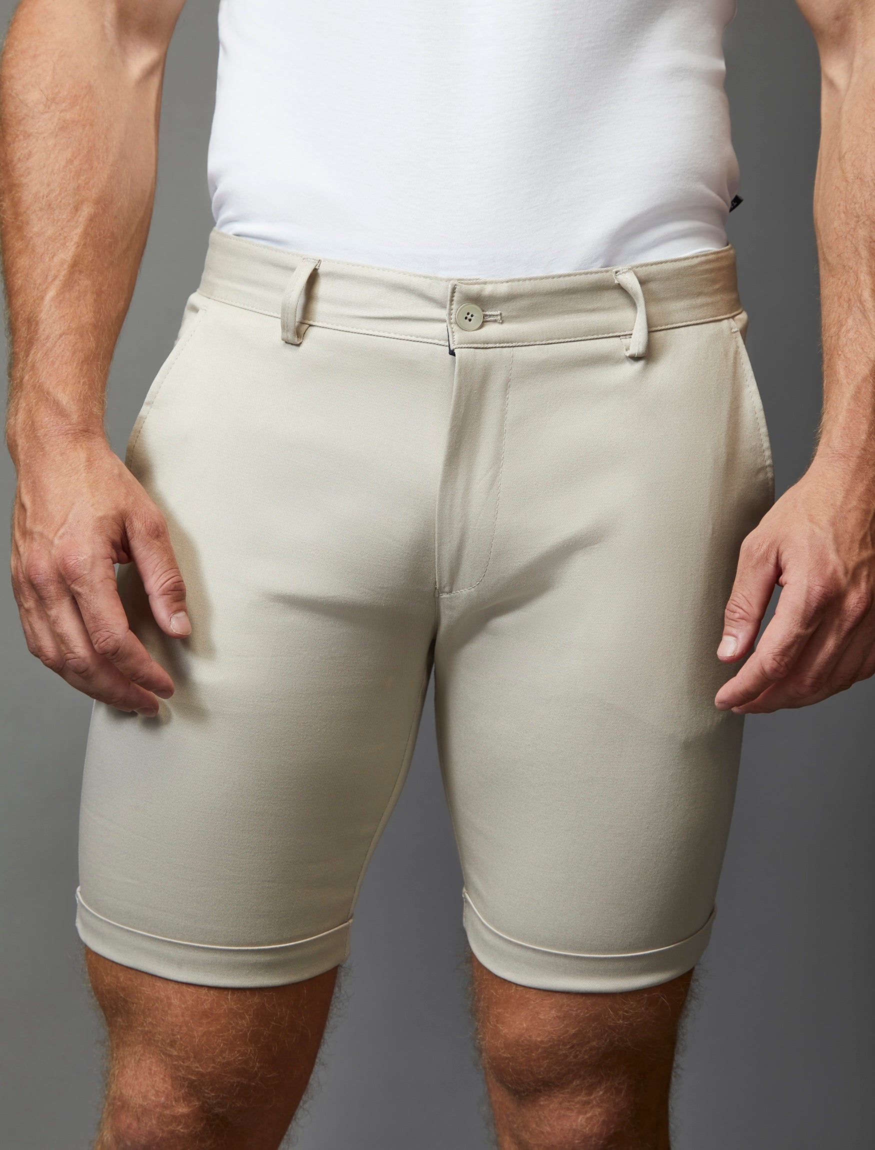 Beige Tapered Fit Chino Shorts - Image 5