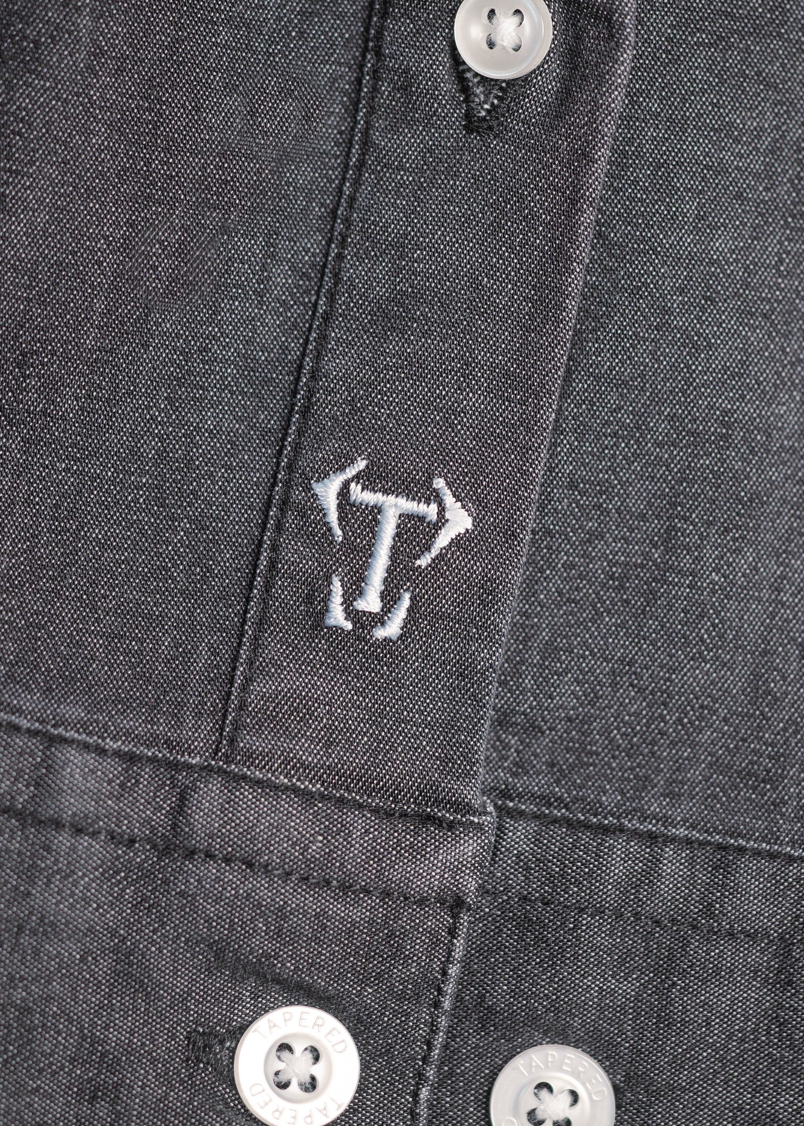 Black Denim Tapered Fit Shirt - Image 8