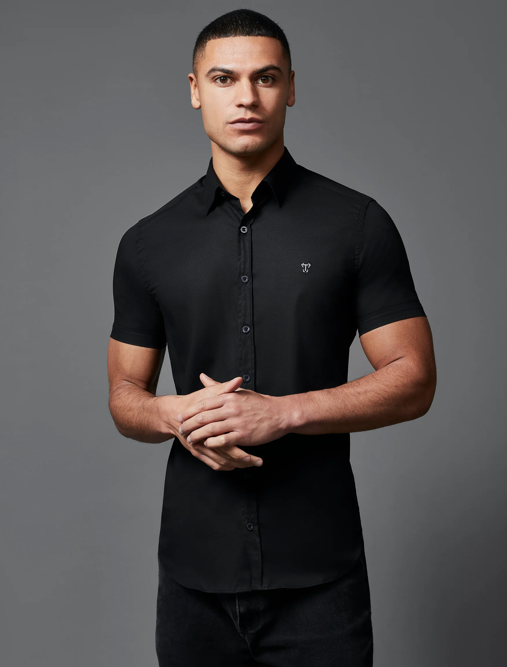 Black Short Sleeve Tapered Fit Shirt - Image 6
