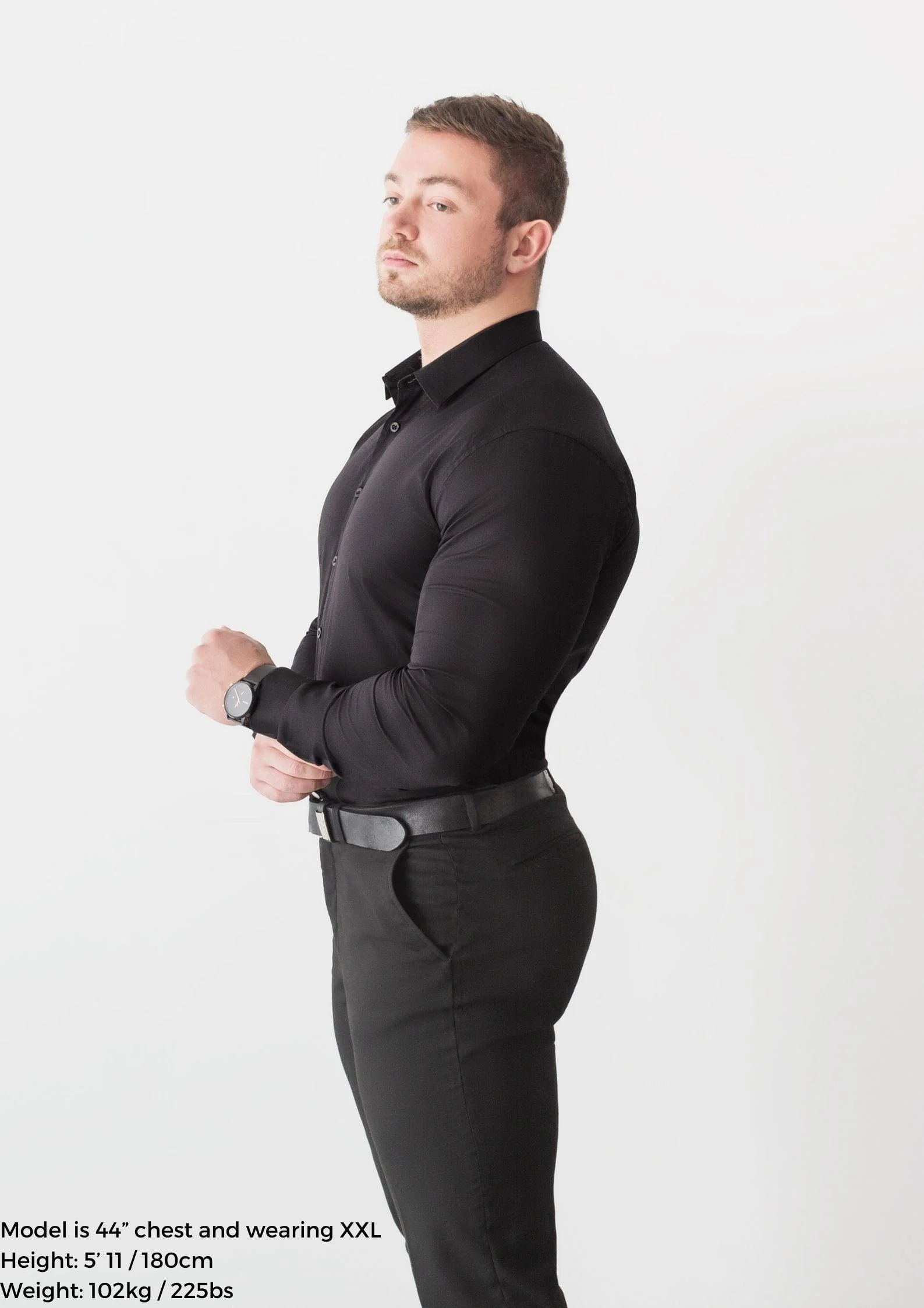 Black Tapered Fit Bodybuilder Shirt - Image 3