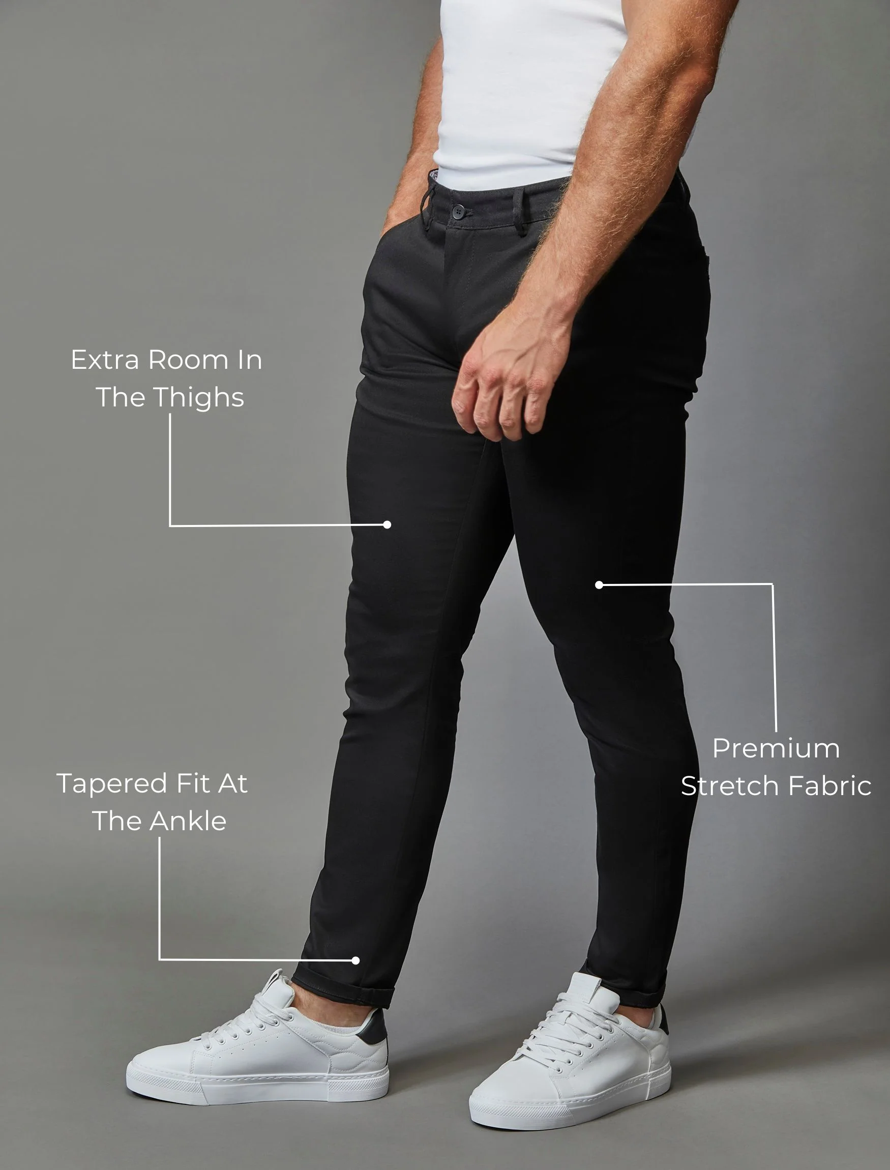Black Tapered Fit Chinos - Image 4