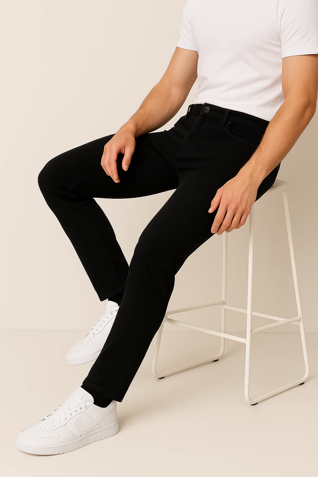 Black Tapered Fit Jeans - Image 3