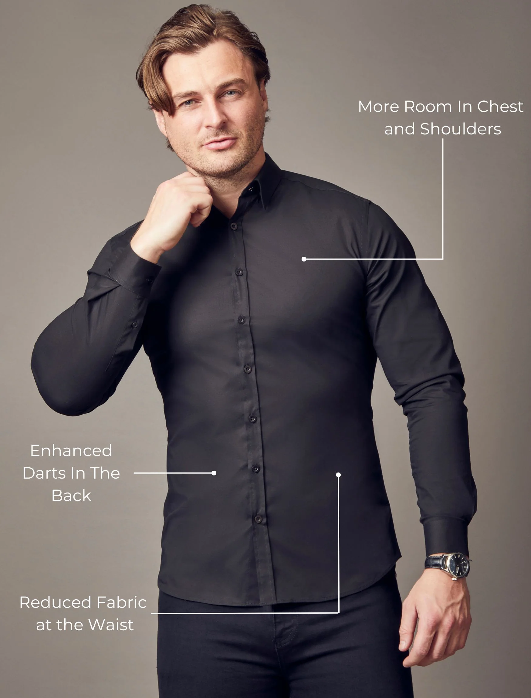 Black Tapered Fit Shirt - Image 11