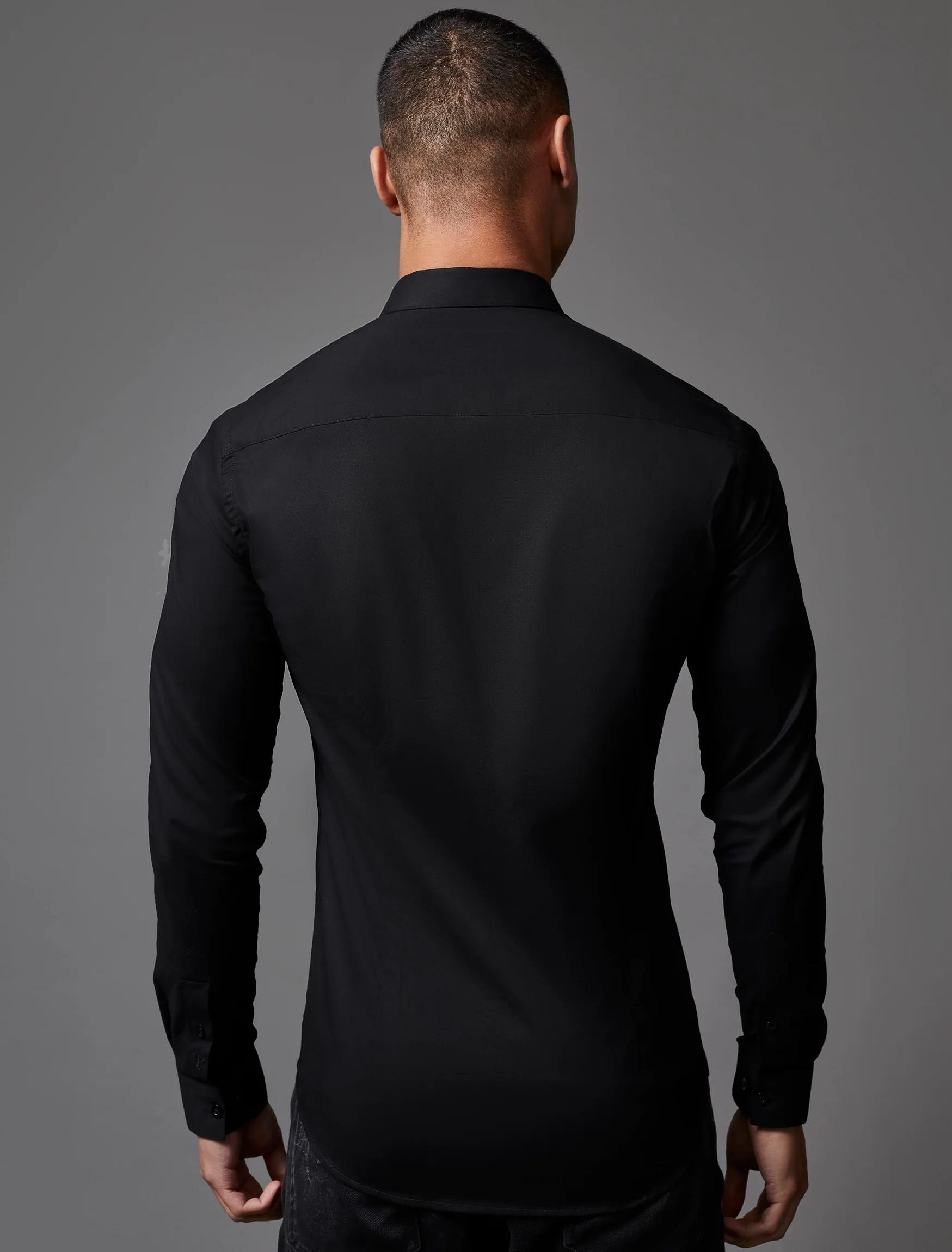 Black Tapered Fit Shirt - Image 3