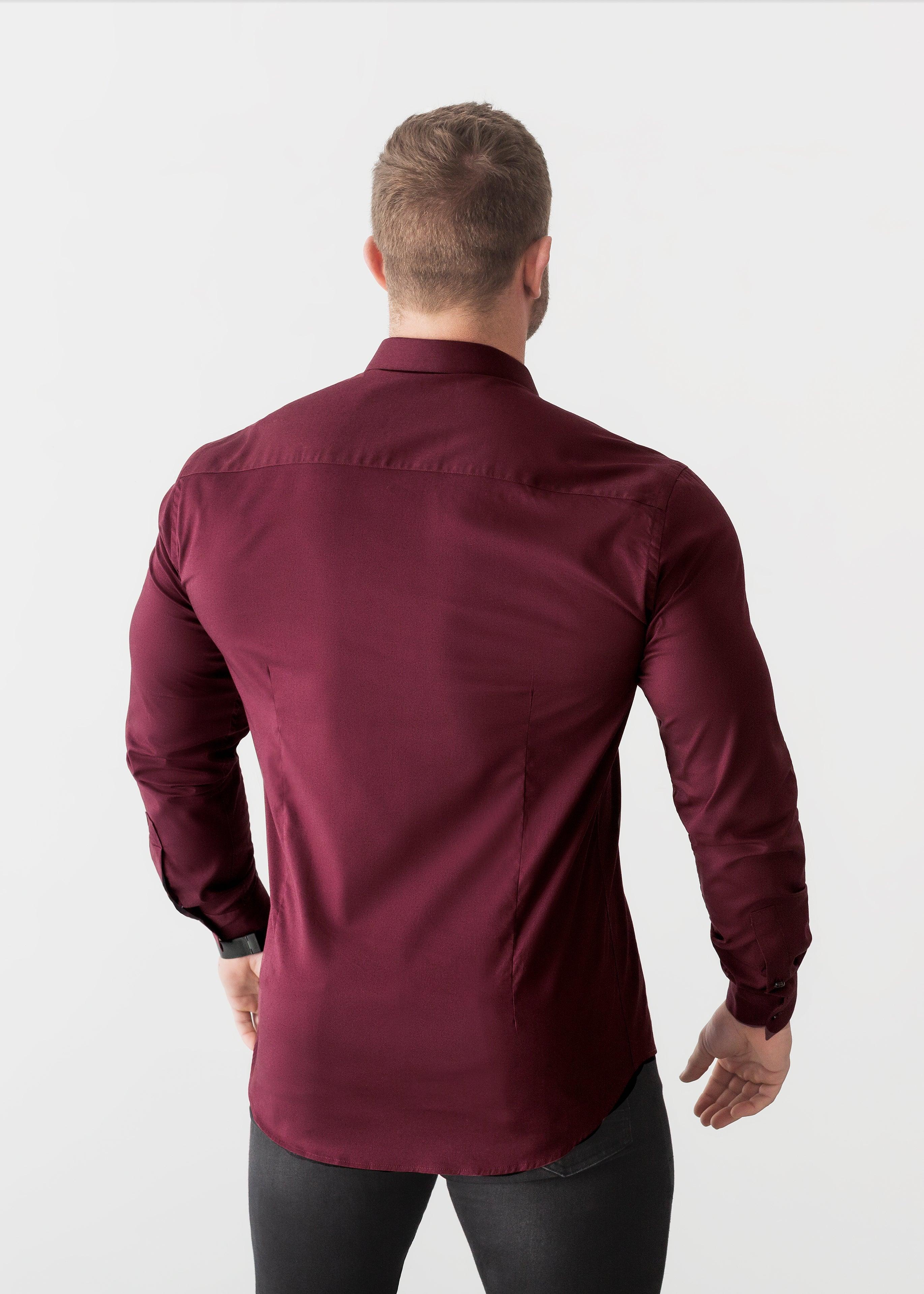 Burgundy Tapered Fit Bodybuilder Shirt - Image 5