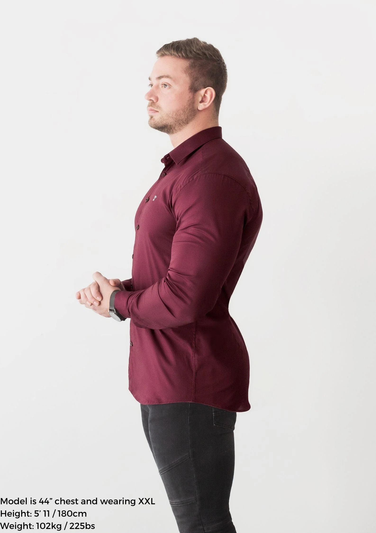 Burgundy Tapered Fit Bodybuilder Shirt - Image 6