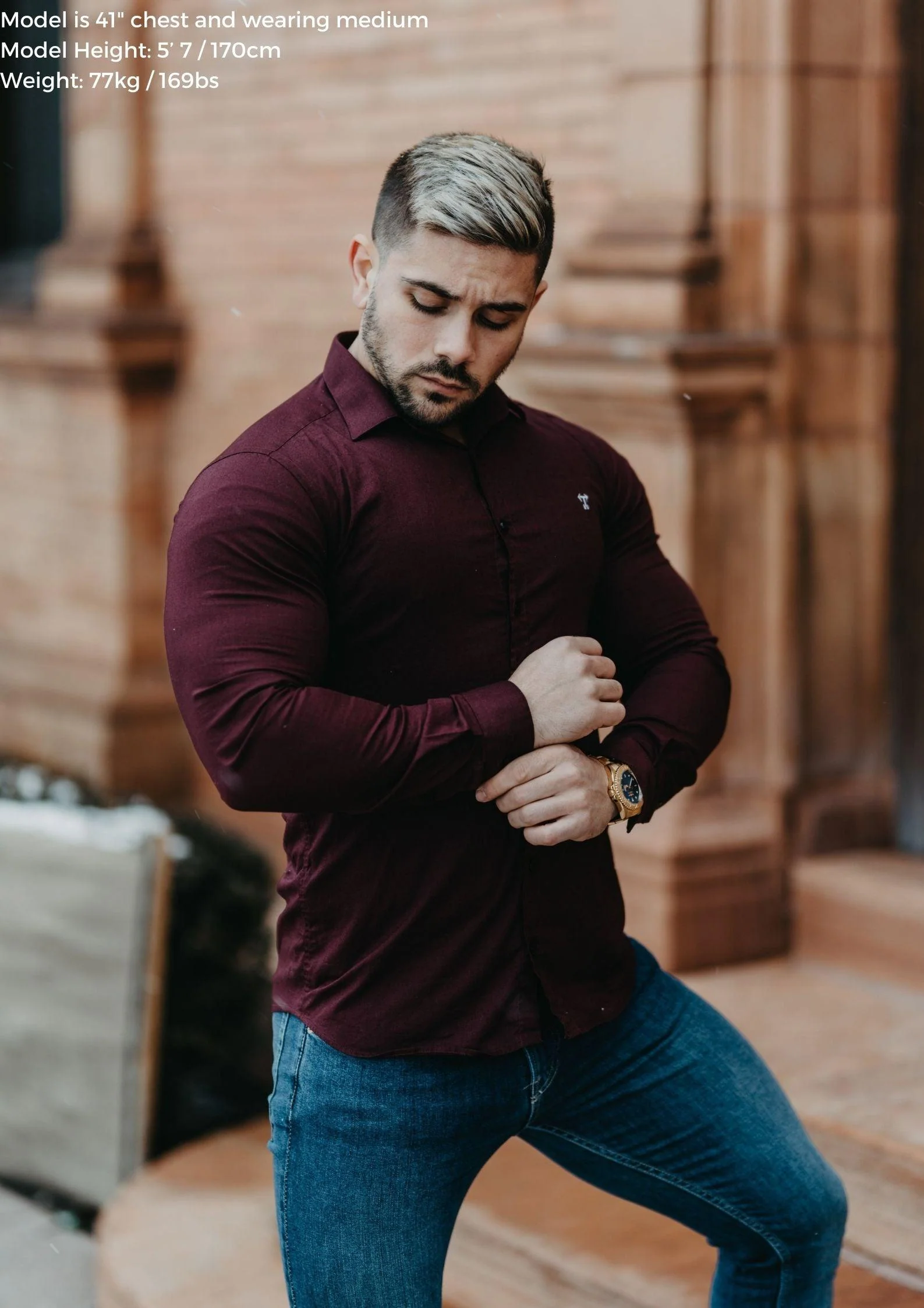 Burgundy Tapered Fit Shirt - Image 8