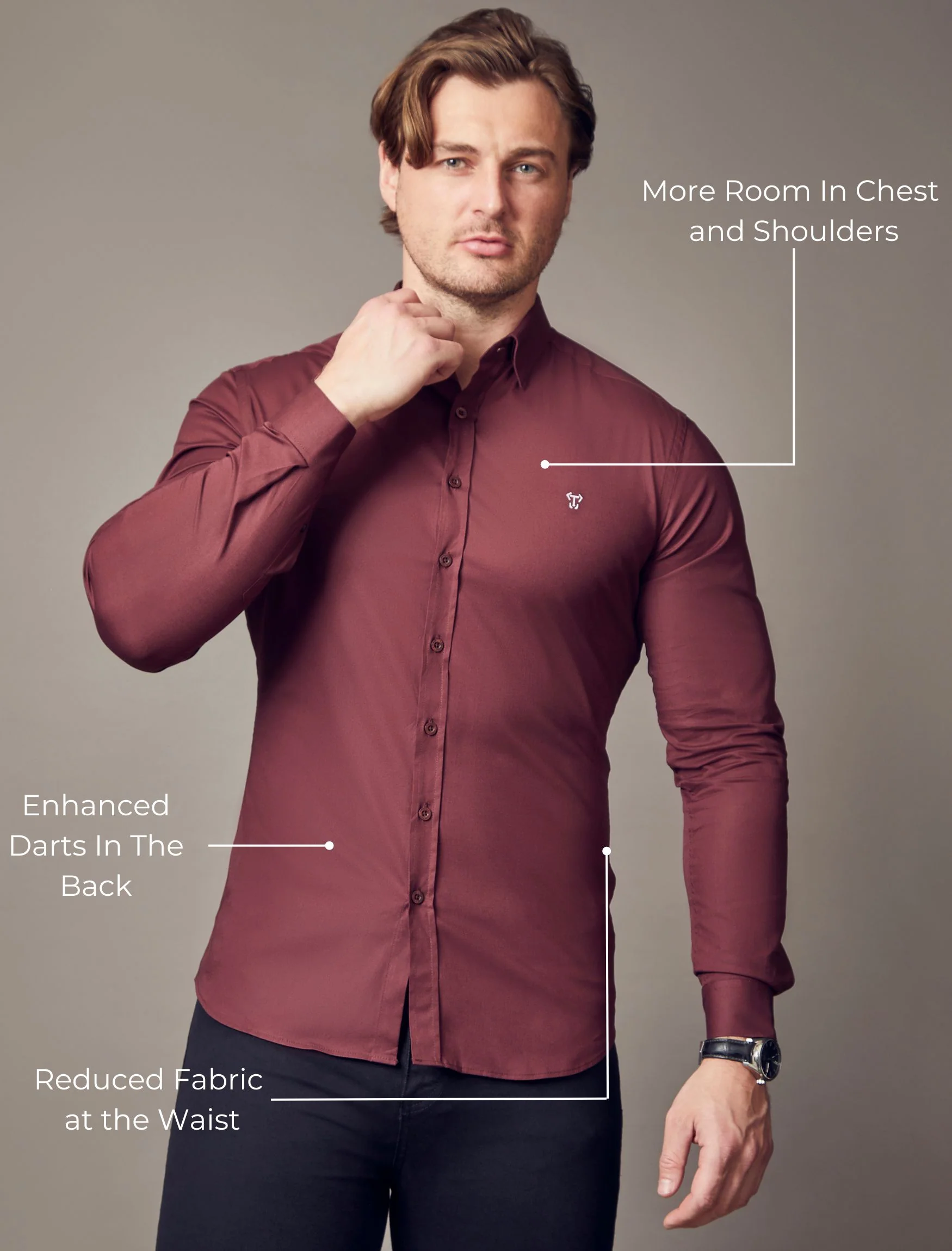 Burgundy Tapered Fit Shirt - Image 5
