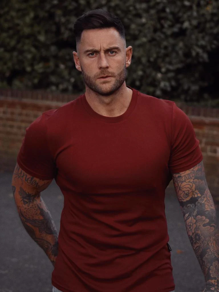 Burgundy Tapered Fit T-Shirt - Image 11