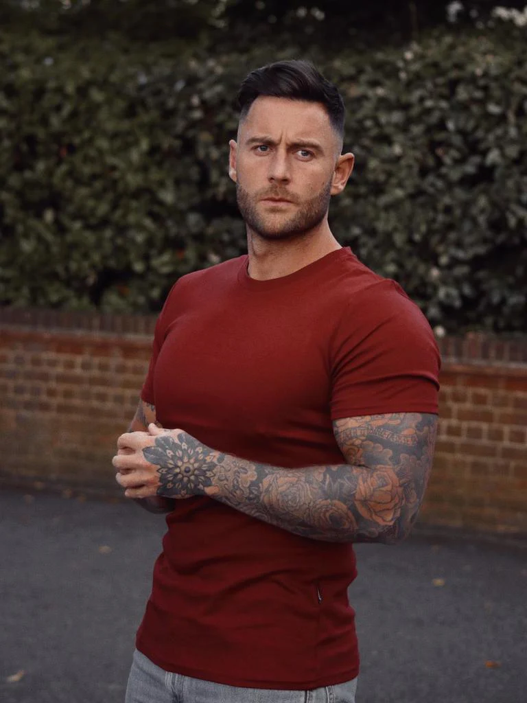 Burgundy Tapered Fit T-Shirt - Image 13