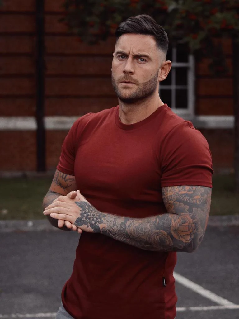 Burgundy Tapered Fit T-Shirt - Image 14