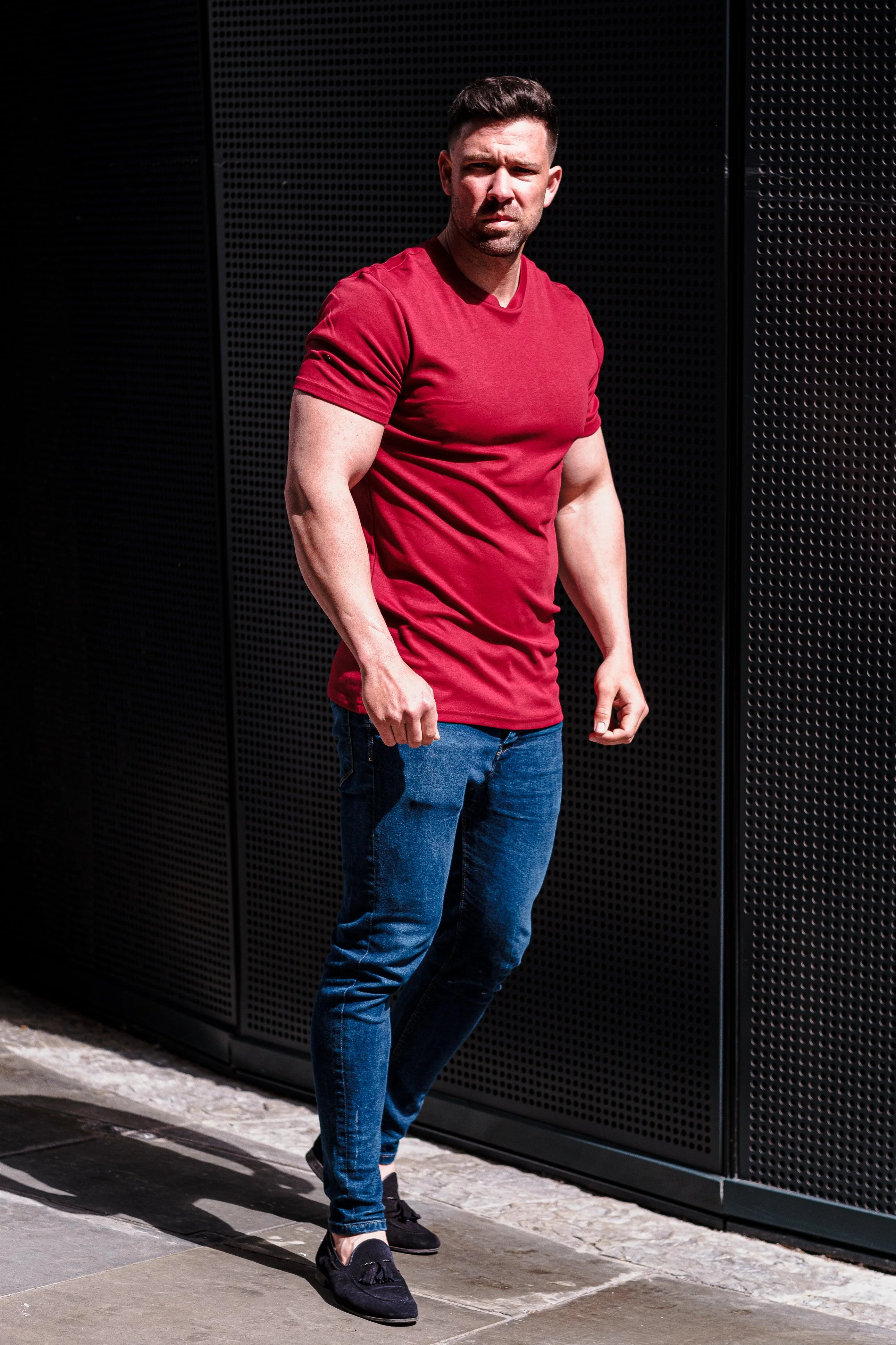 Burgundy Tapered Fit T-Shirt - Image 3