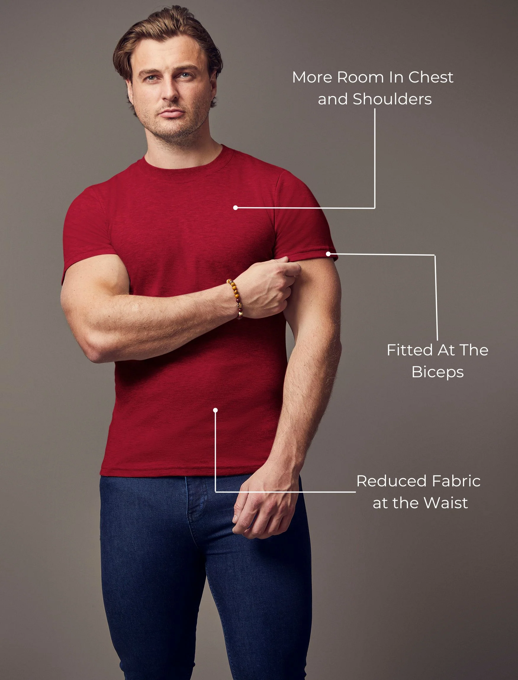 Burgundy Tapered Fit T-Shirt - Image 4