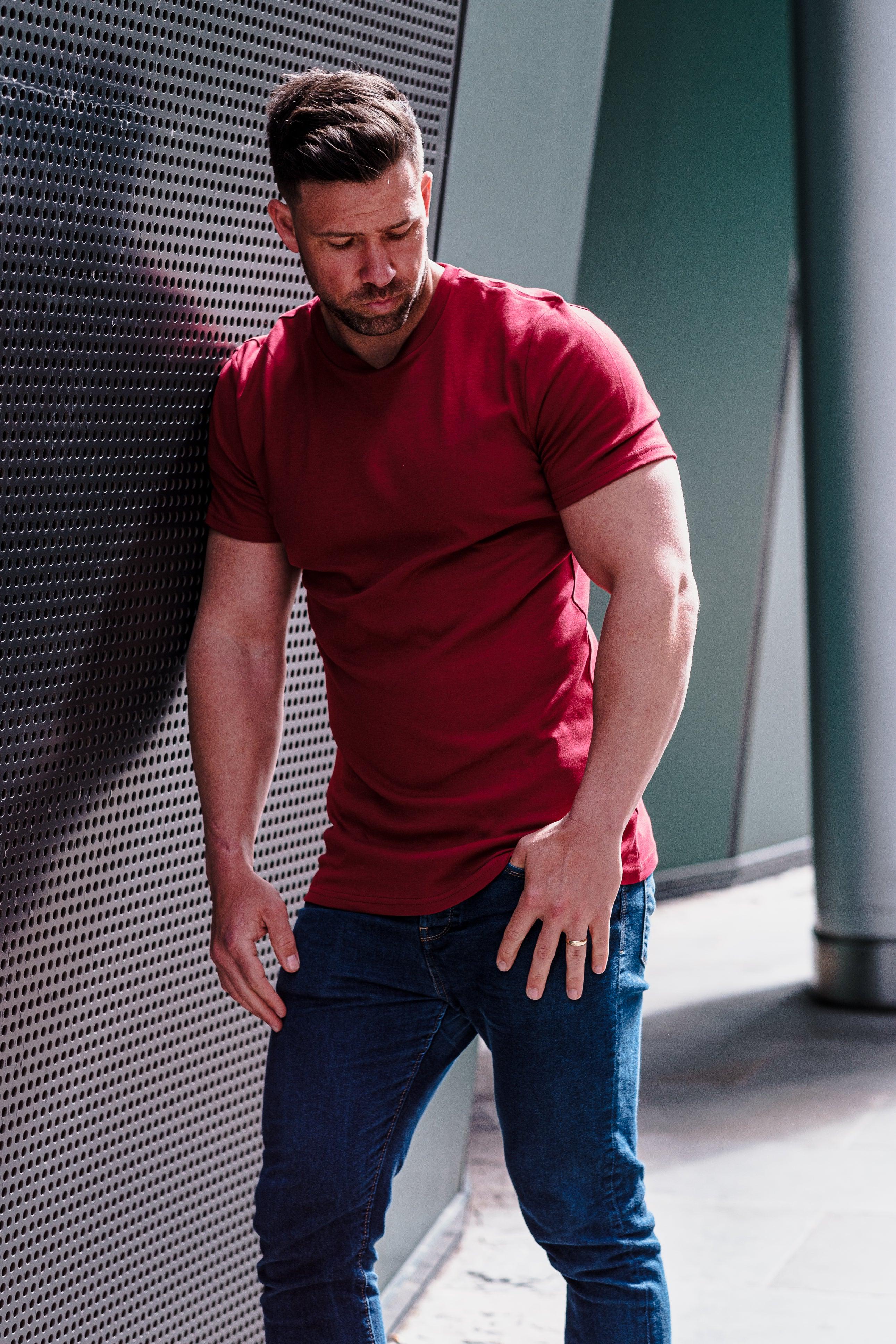 Burgundy Tapered Fit T-Shirt - Image 6