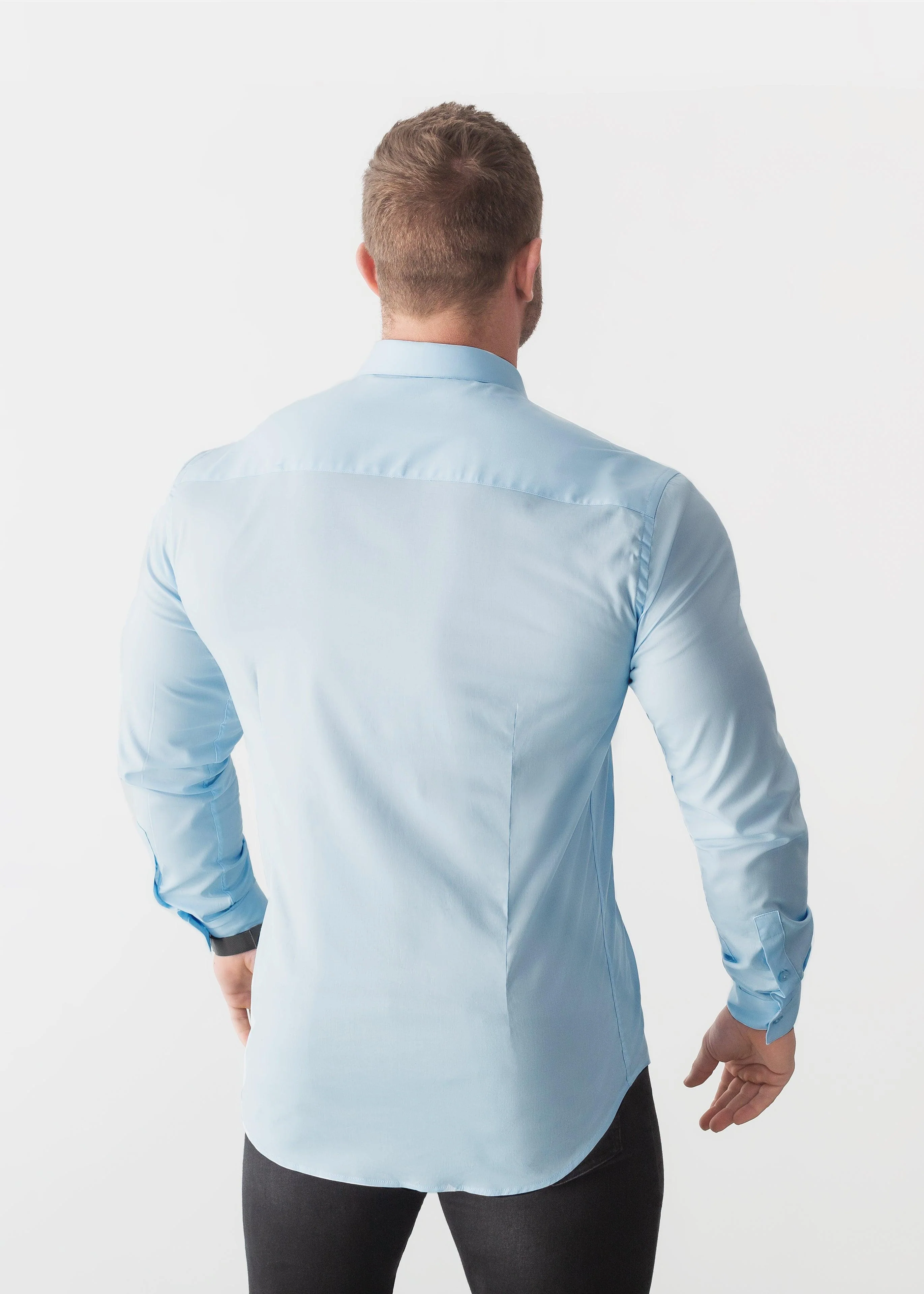 Light Blue Tapered Fit Bodybuilder Shirt - Image 5