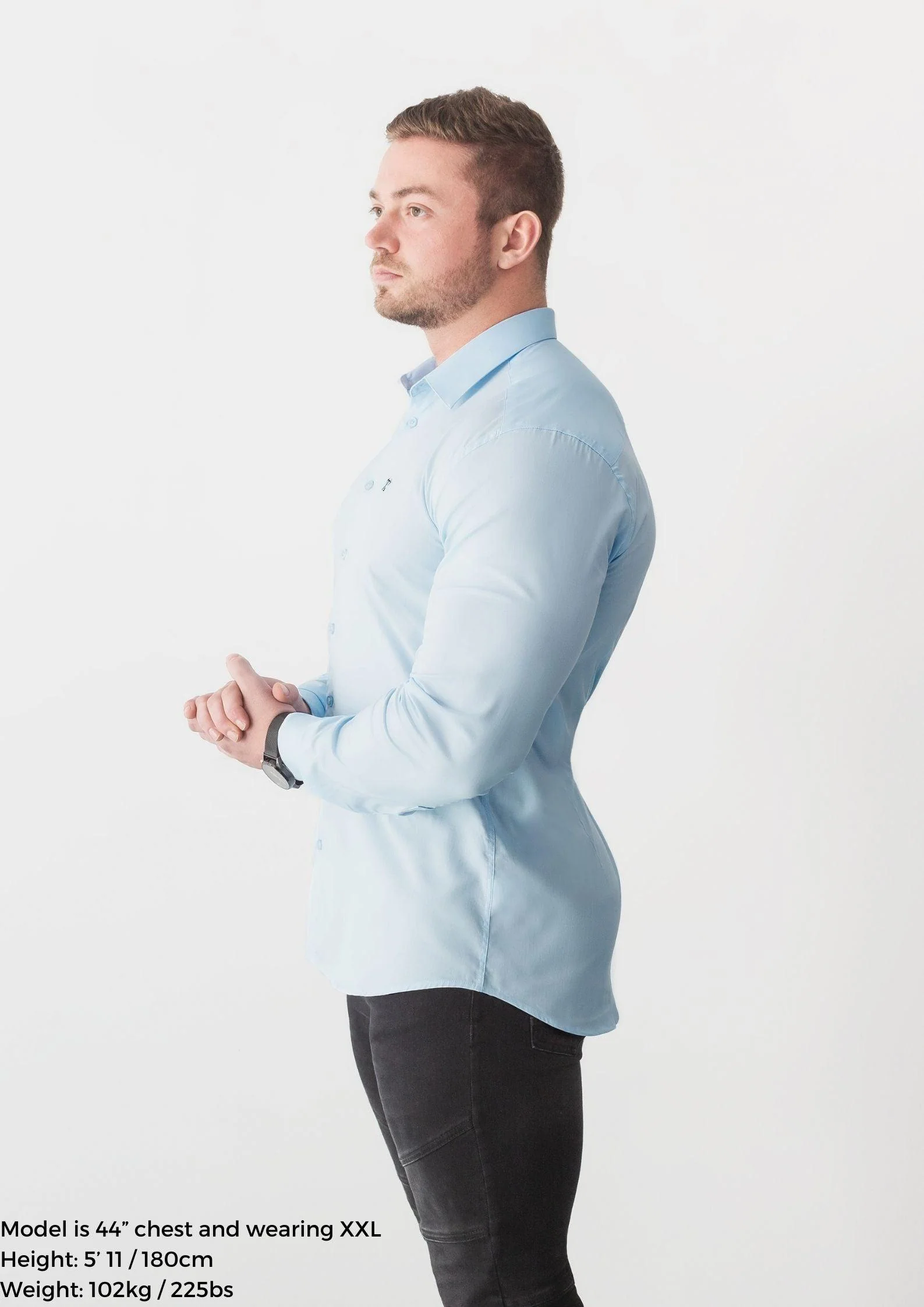 Light Blue Tapered Fit Bodybuilder Shirt - Image 6