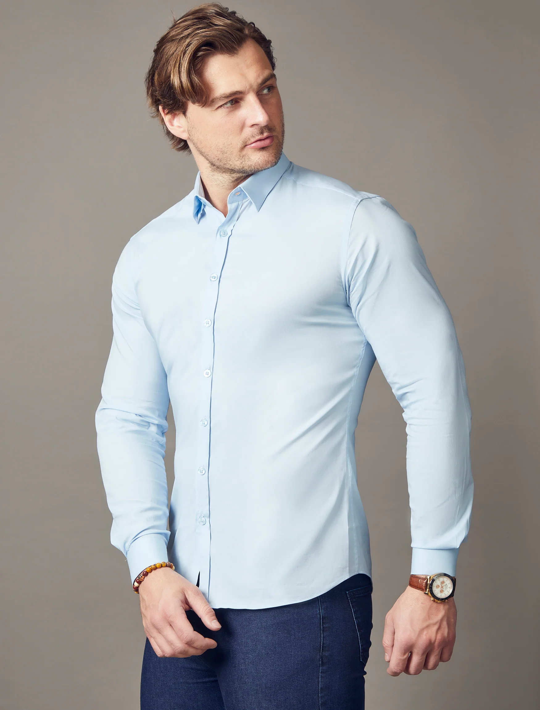 Light Blue Tapered Fit Shirt - Image 3