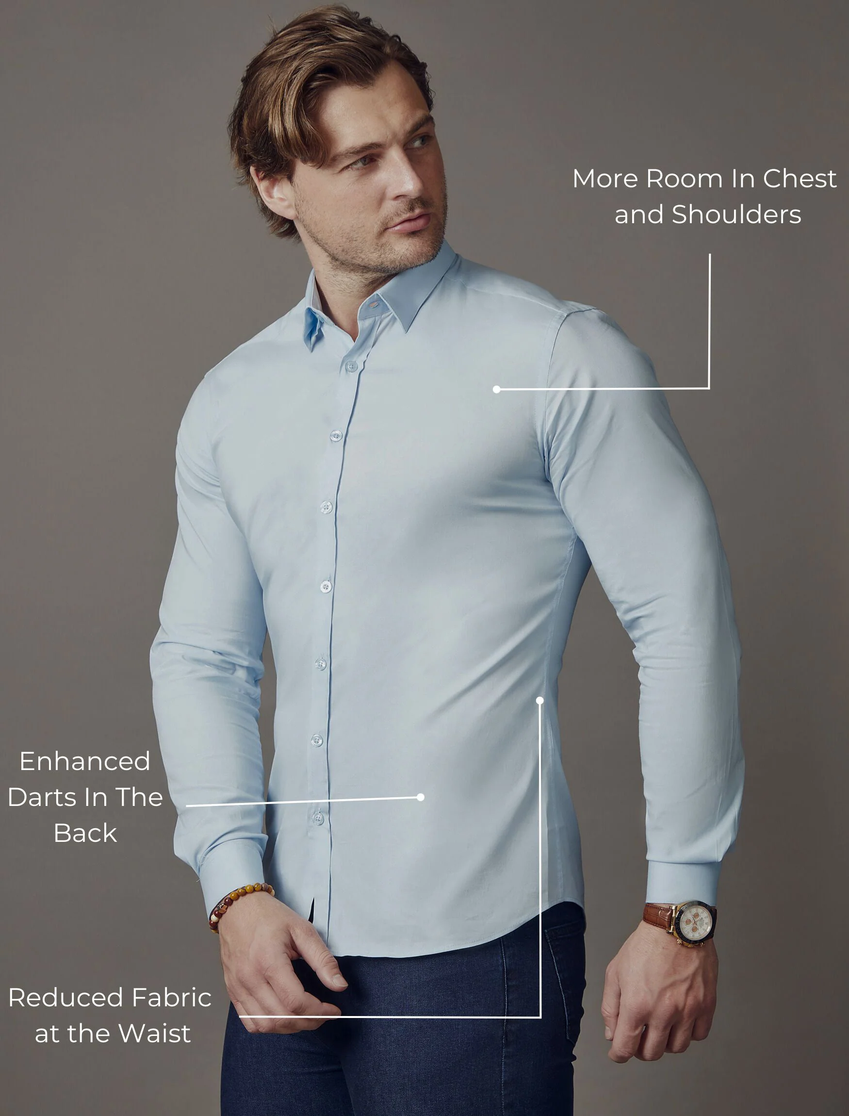 Light Blue Tapered Fit Shirt - Image 8
