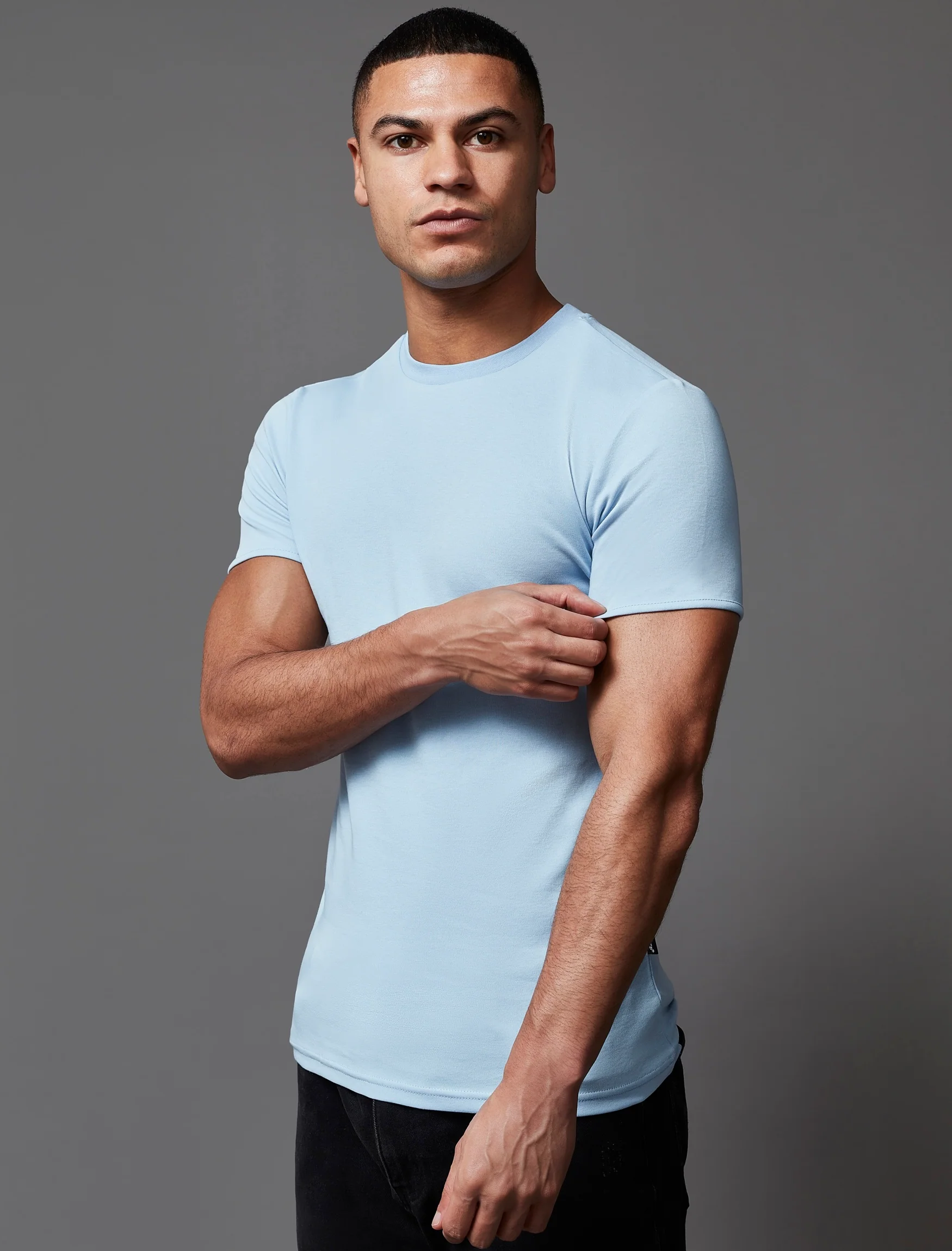 Light Blue Tapered Fit T-Shirt - Image 9