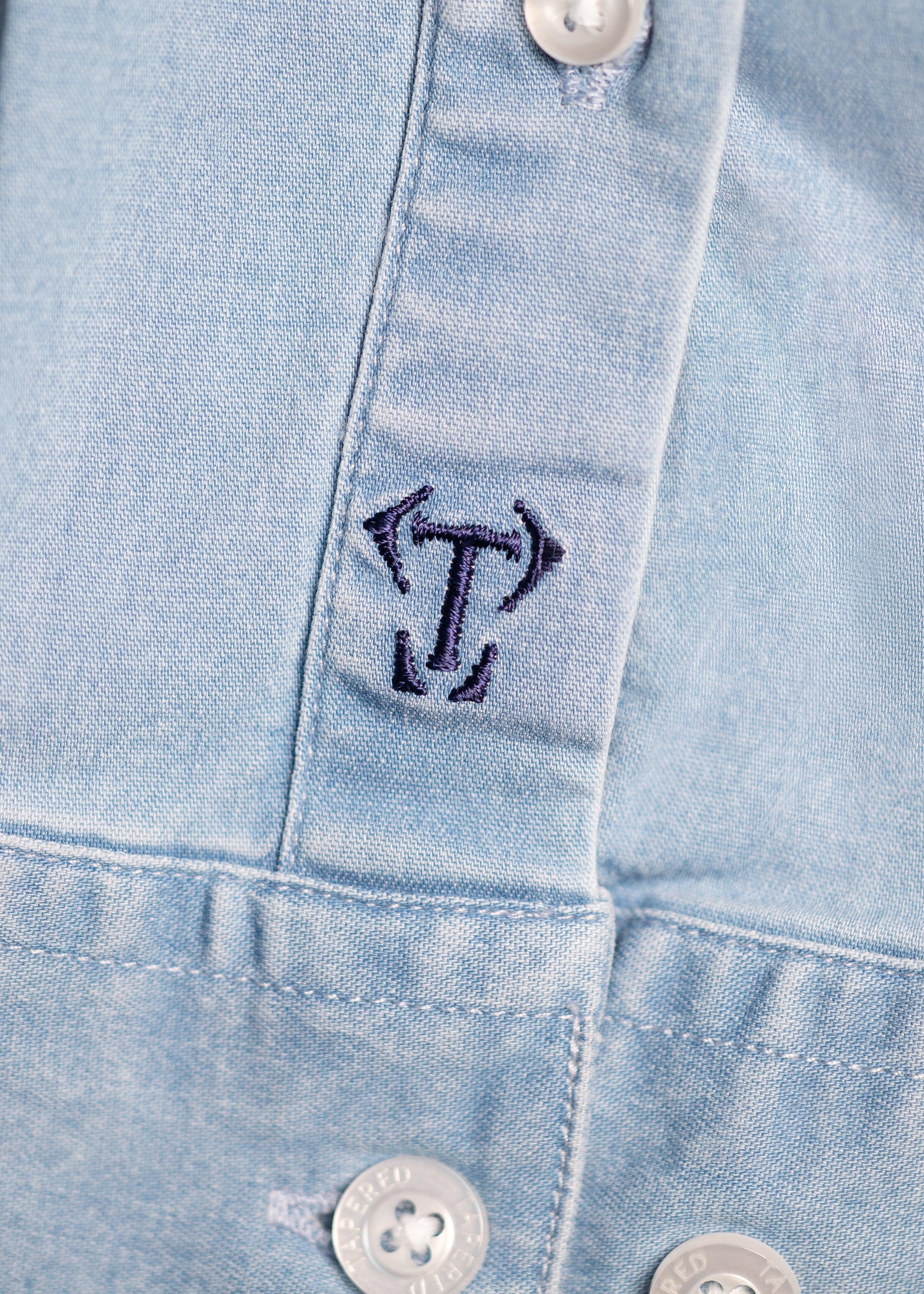 Light Wash Denim Tapered Fit Shirt - Image 8