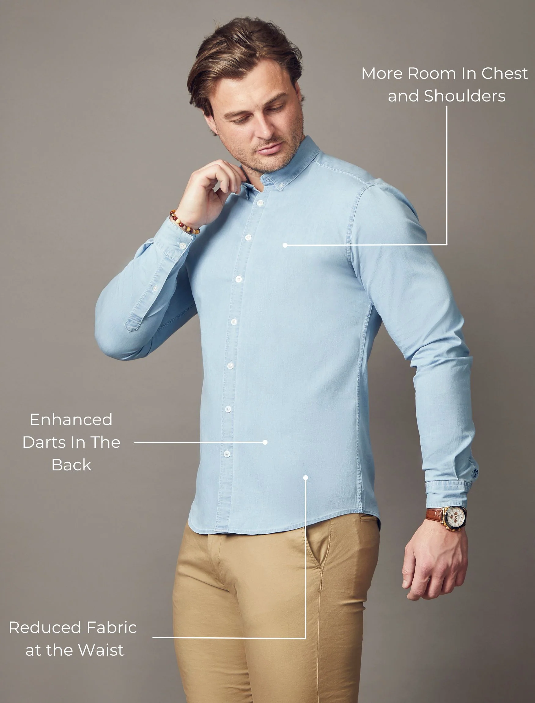 Light Wash Denim Tapered Fit Shirt - Image 4