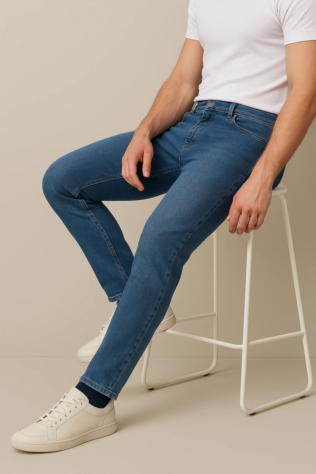 Mid Wash Tapered Fit Jeans - Image 3