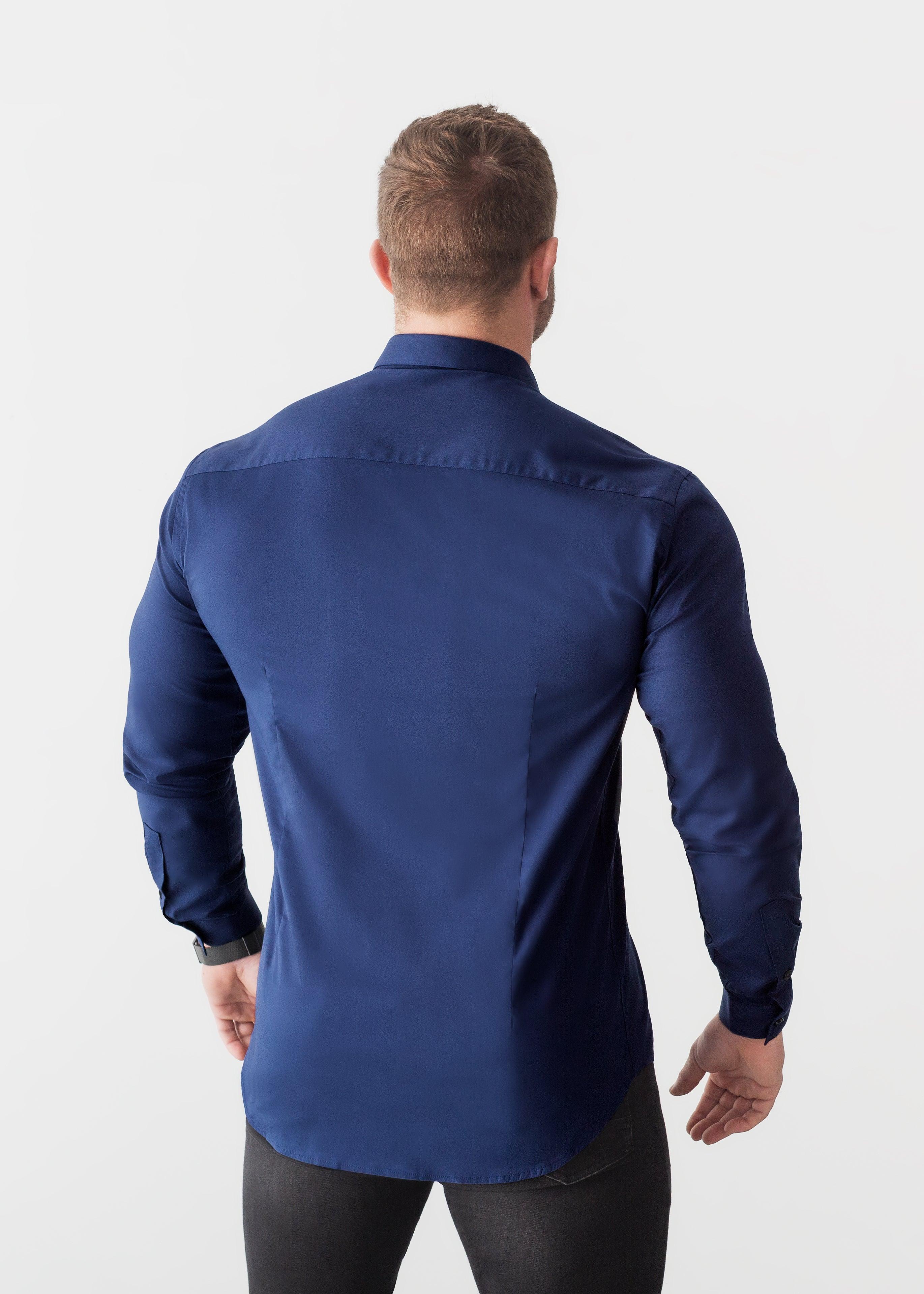 Navy Tapered Fit Bodybuilder Shirt - Image 6