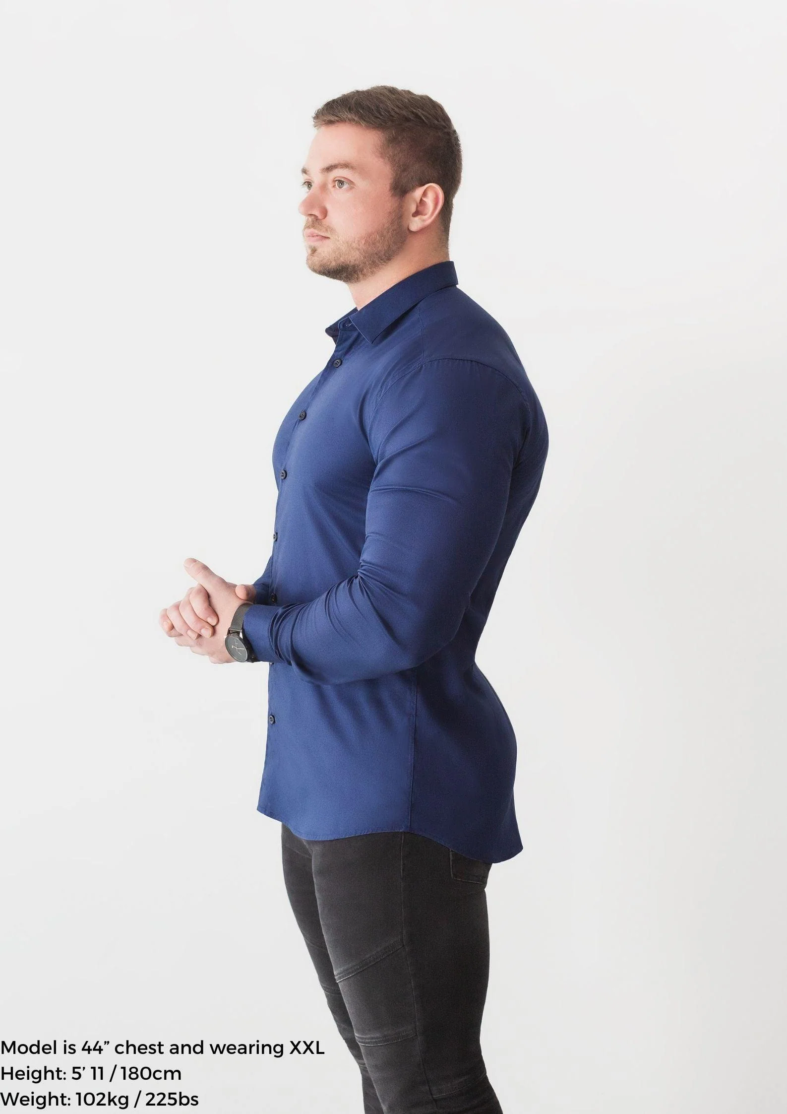 Navy Tapered Fit Bodybuilder Shirt - Image 7