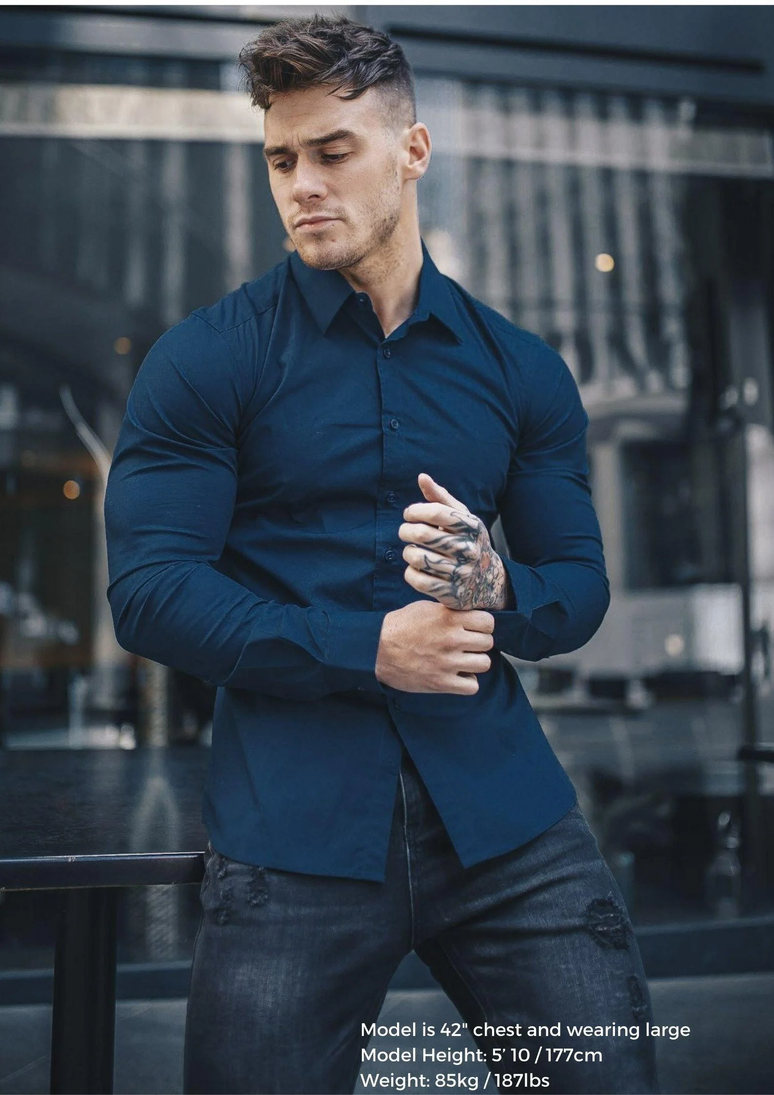 Navy Tapered Fit Shirt - Image 8
