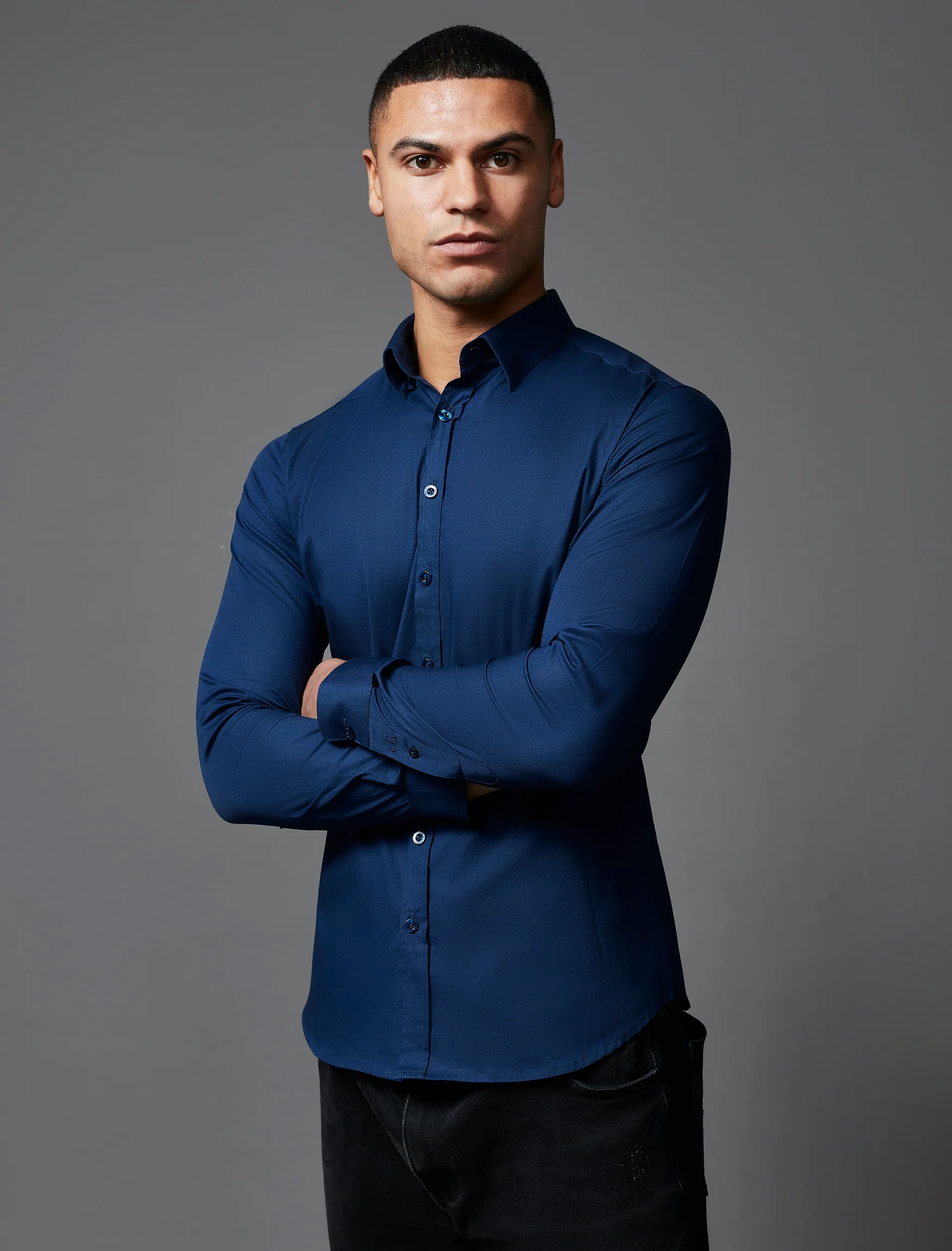 Navy Tapered Fit Shirt - Image 4