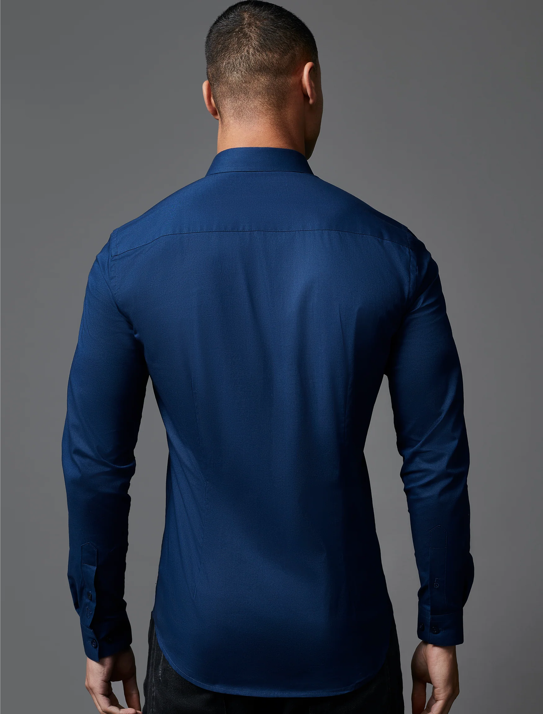 Navy Tapered Fit Shirt - Image 6