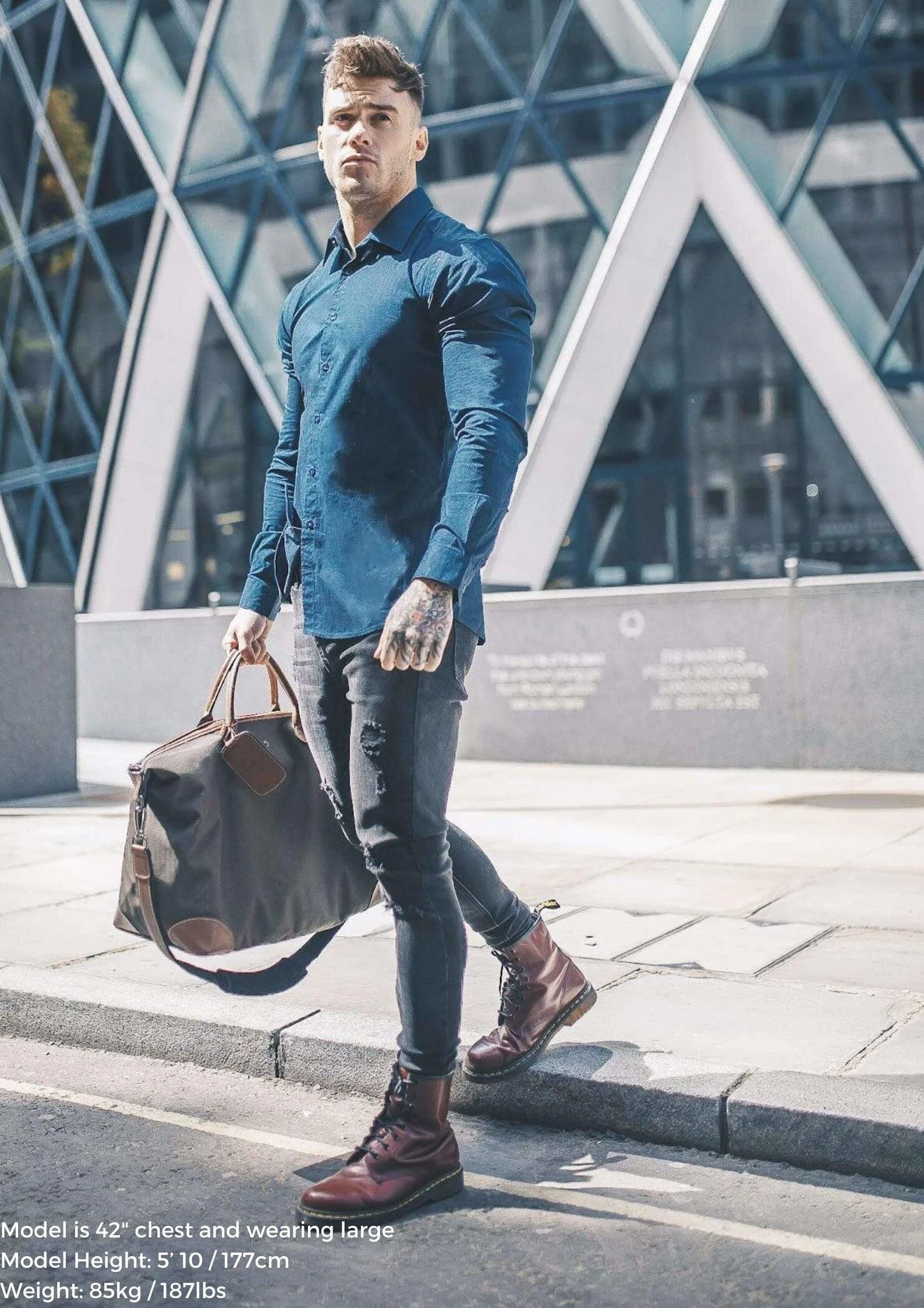 Navy Tapered Fit Shirt - Image 9