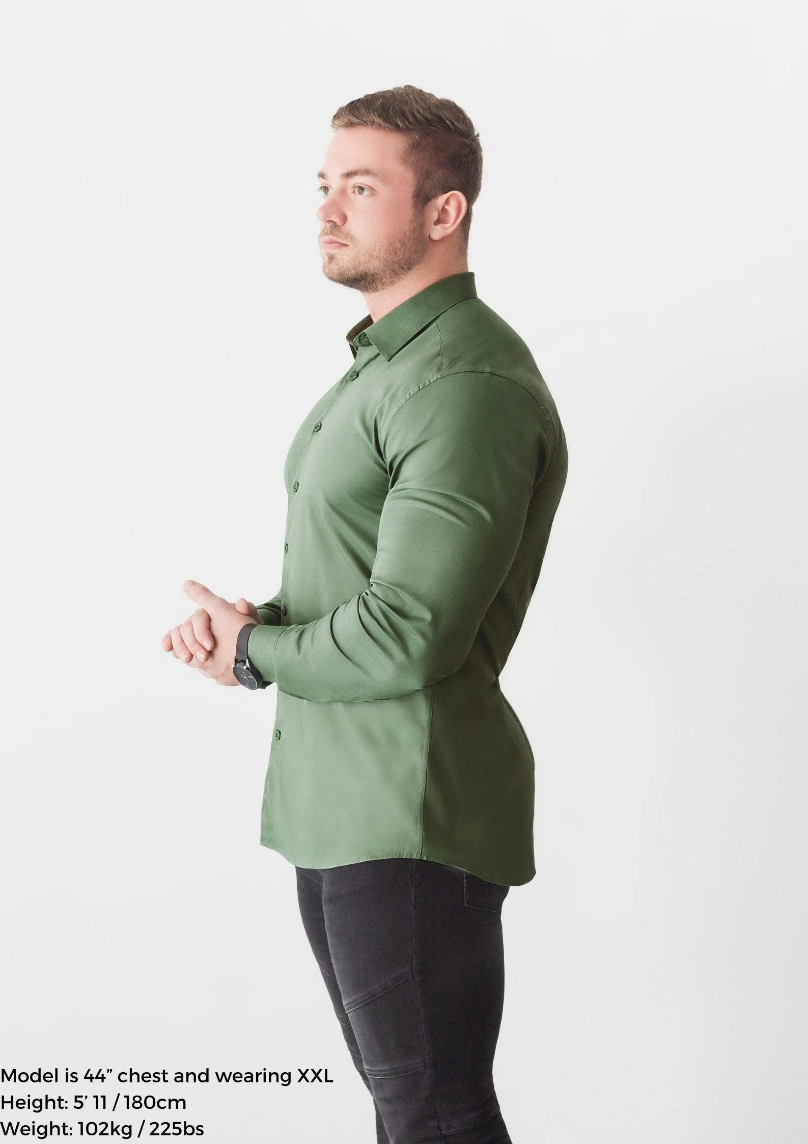 Olive Tapered Fit Bodybuilder Shirt - Image 3