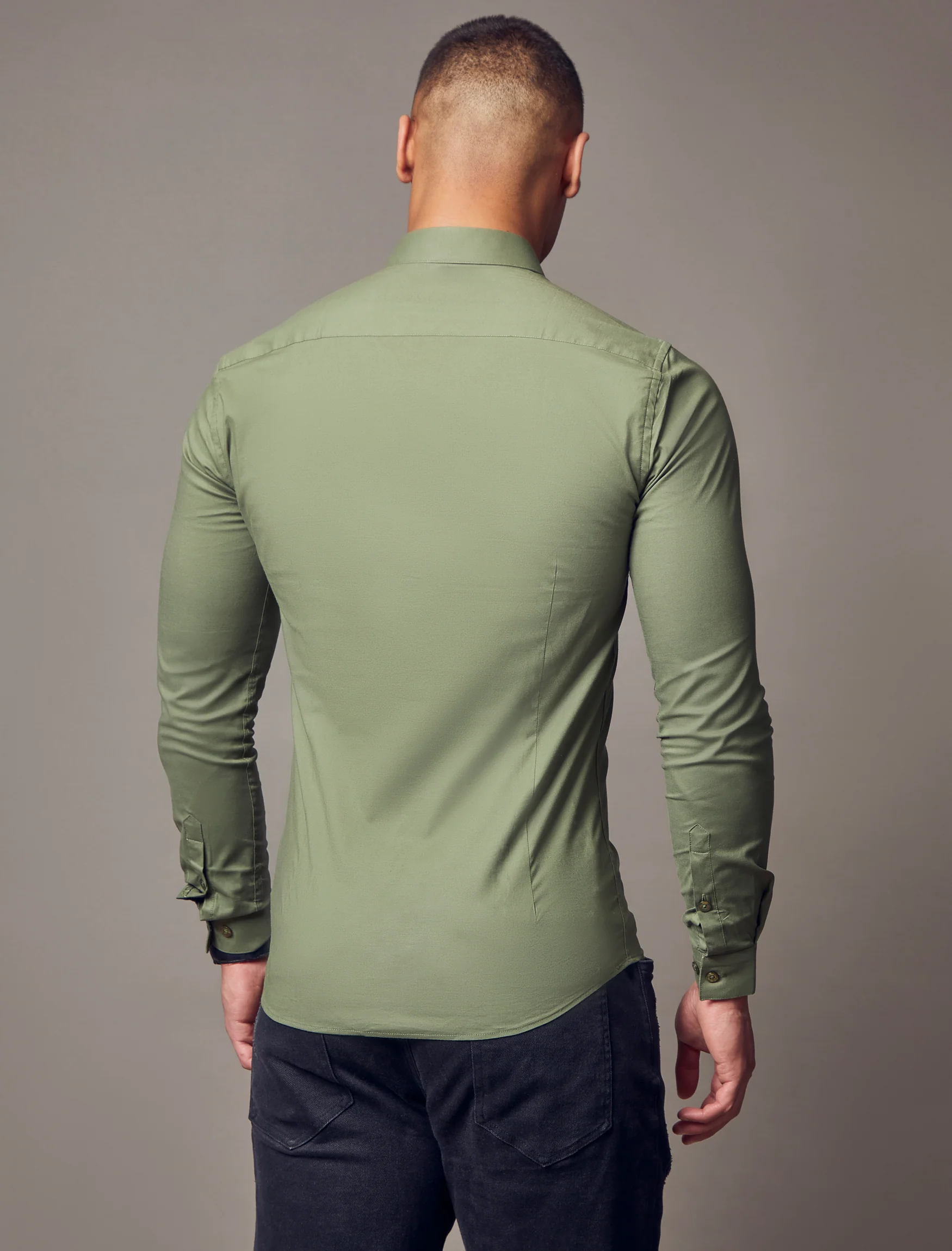 Olive Tapered Fit Shirt - Image 3