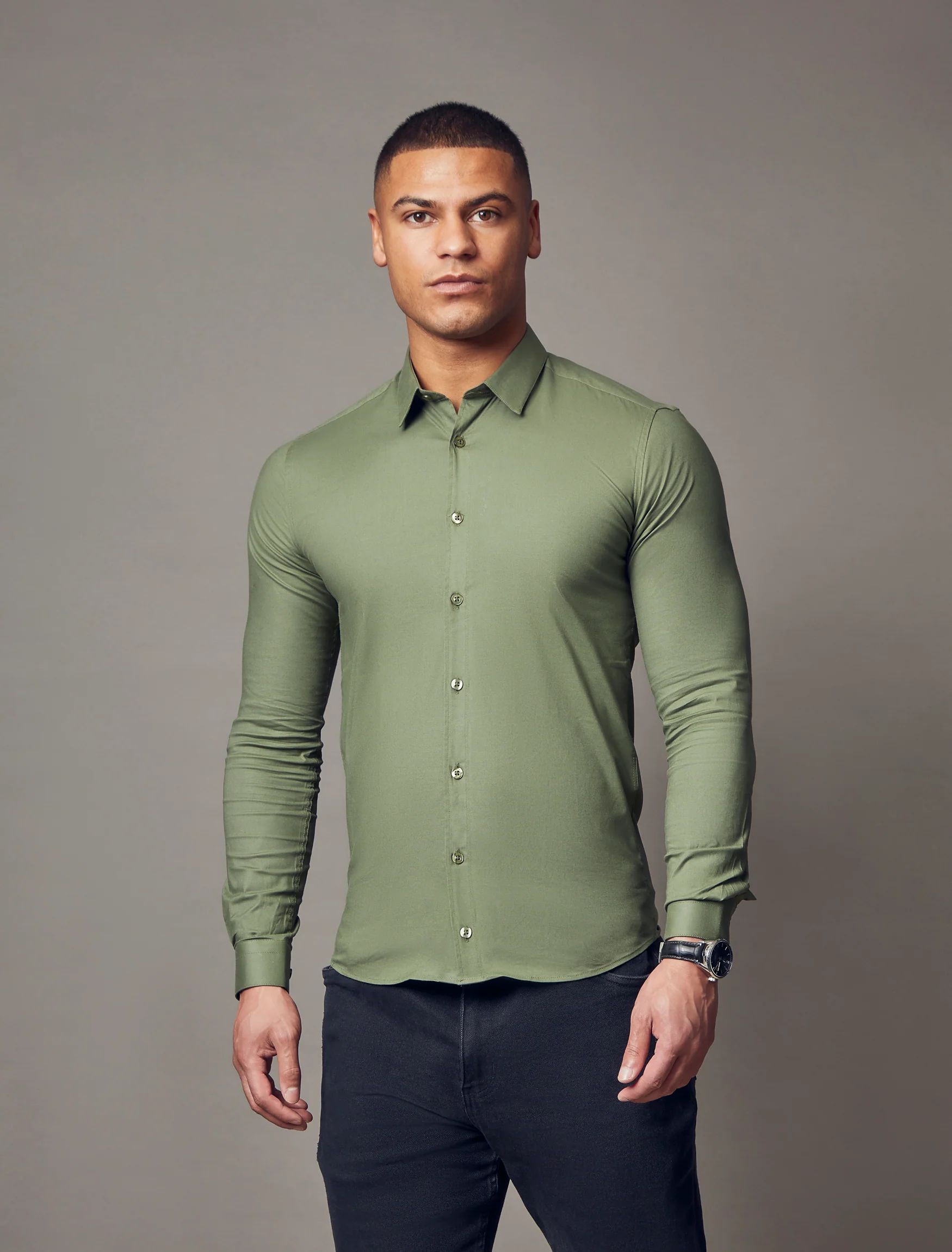 Olive Tapered Fit Shirt - Image 4
