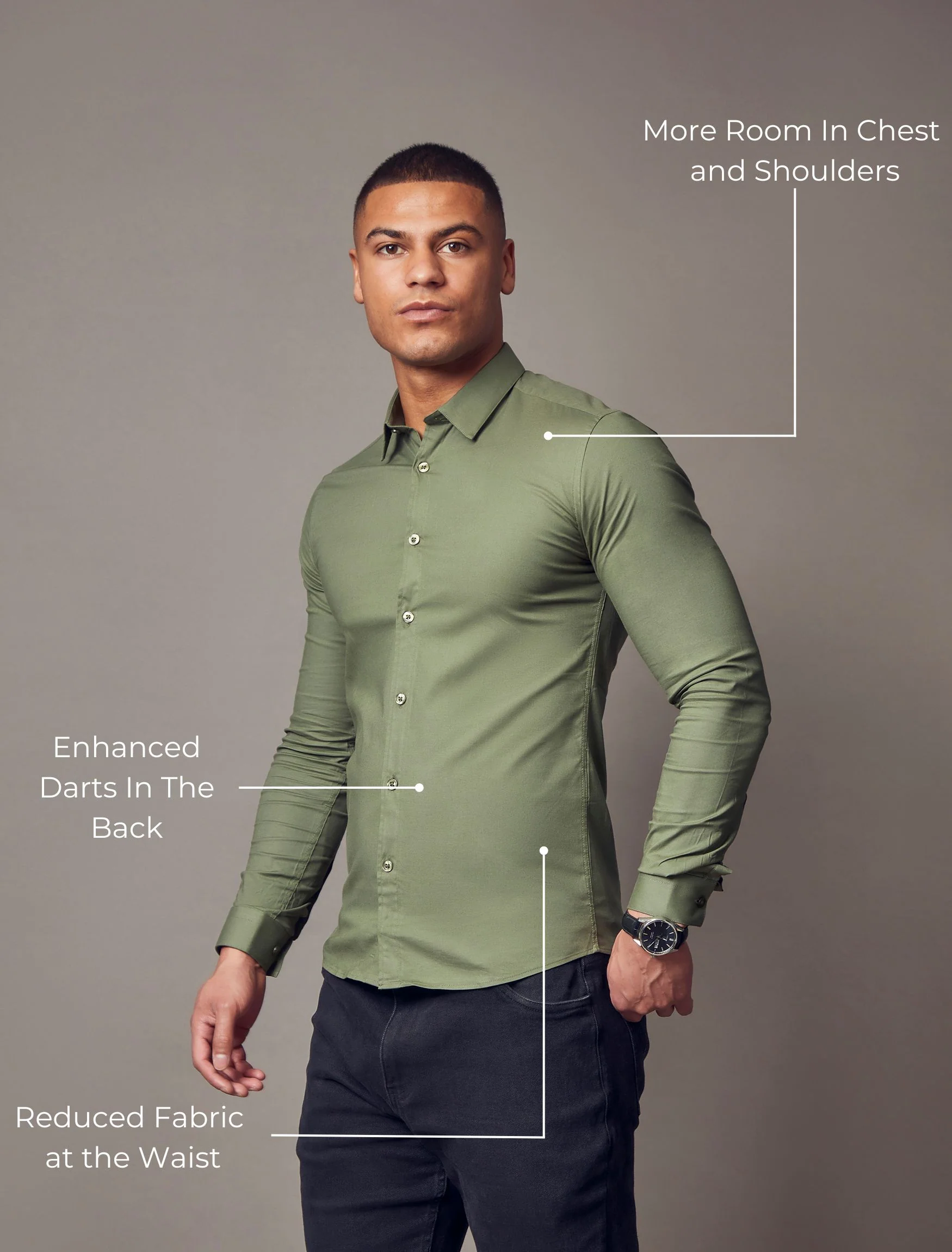 Olive Tapered Fit Shirt - Image 5