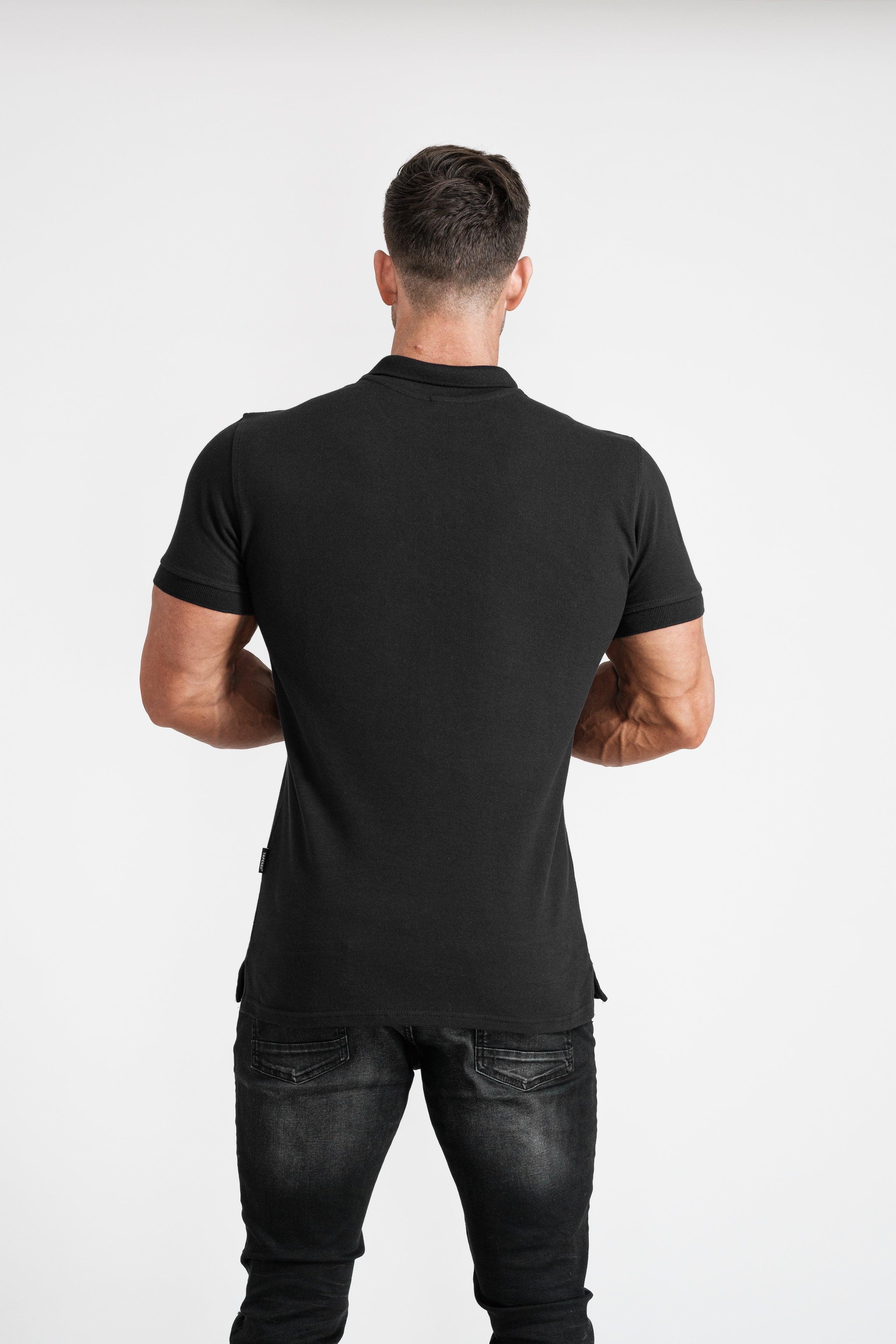 Short Sleeve Black Tapered Fit Polo Shirt - Image 11