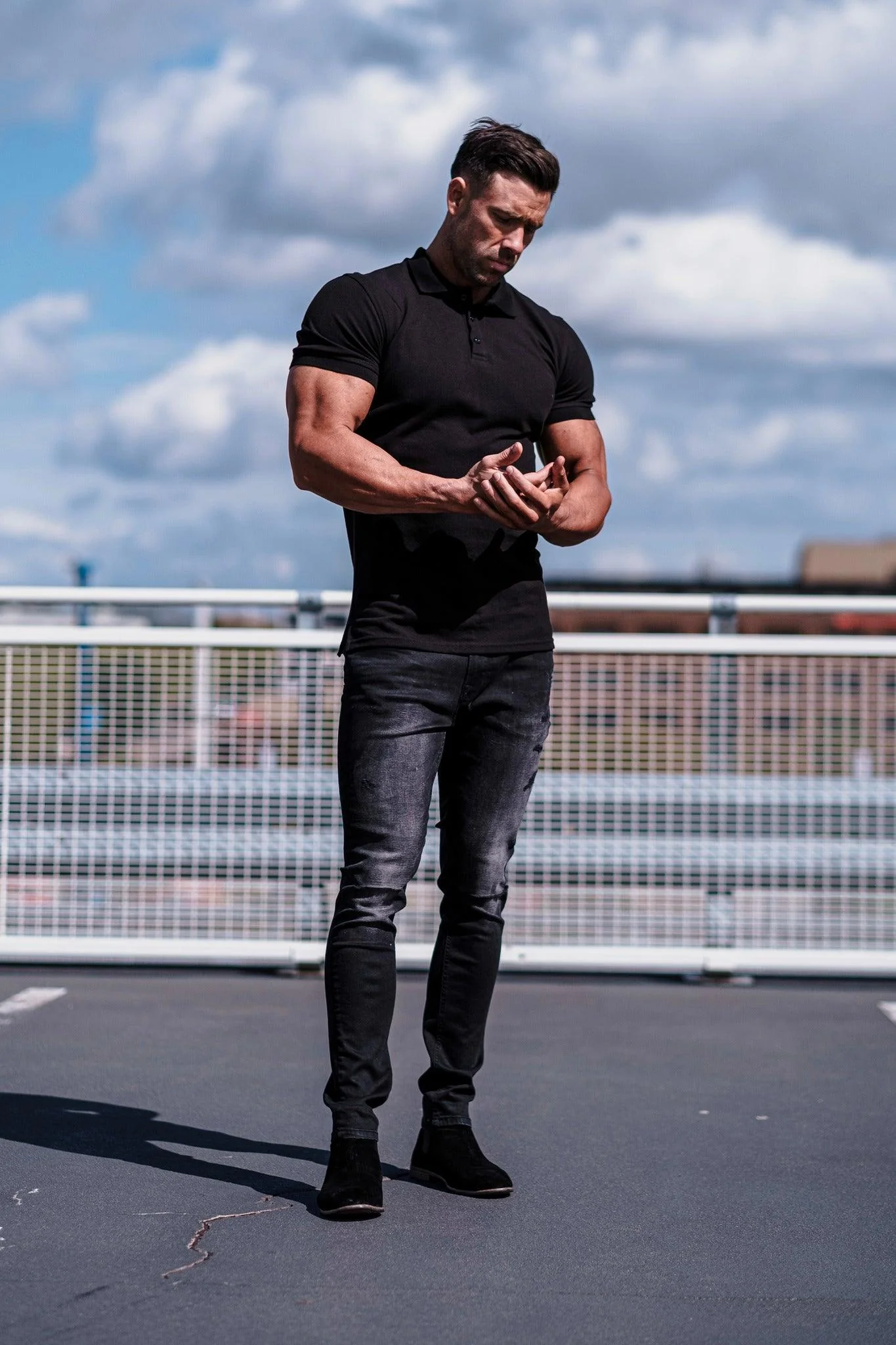 Short Sleeve Black Tapered Fit Polo Shirt - Image 12
