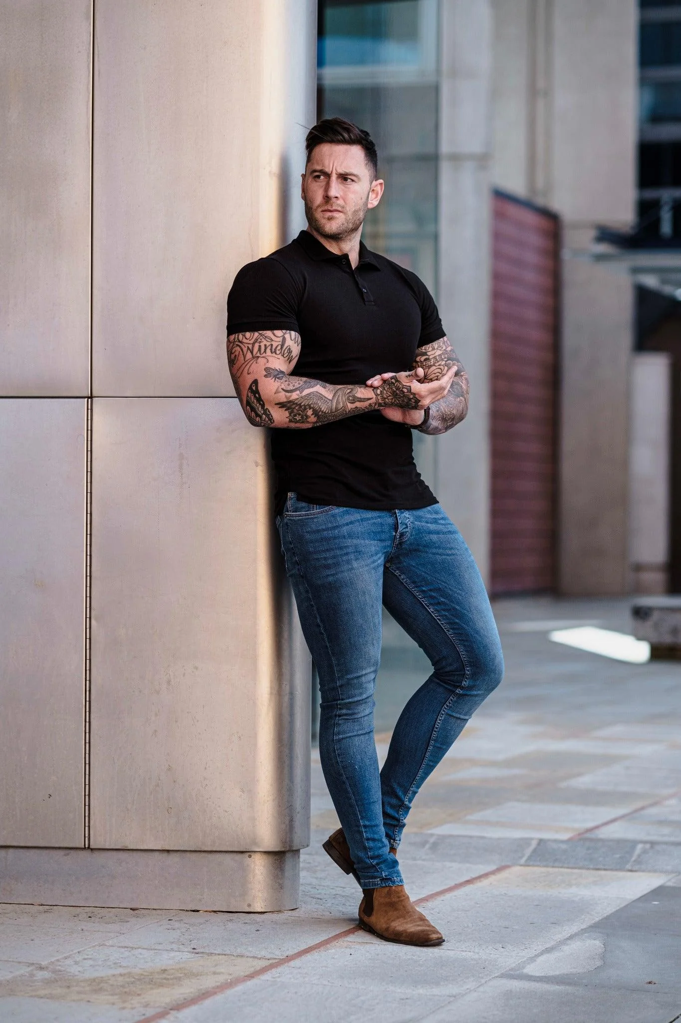 Short Sleeve Black Tapered Fit Polo Shirt - Image 18