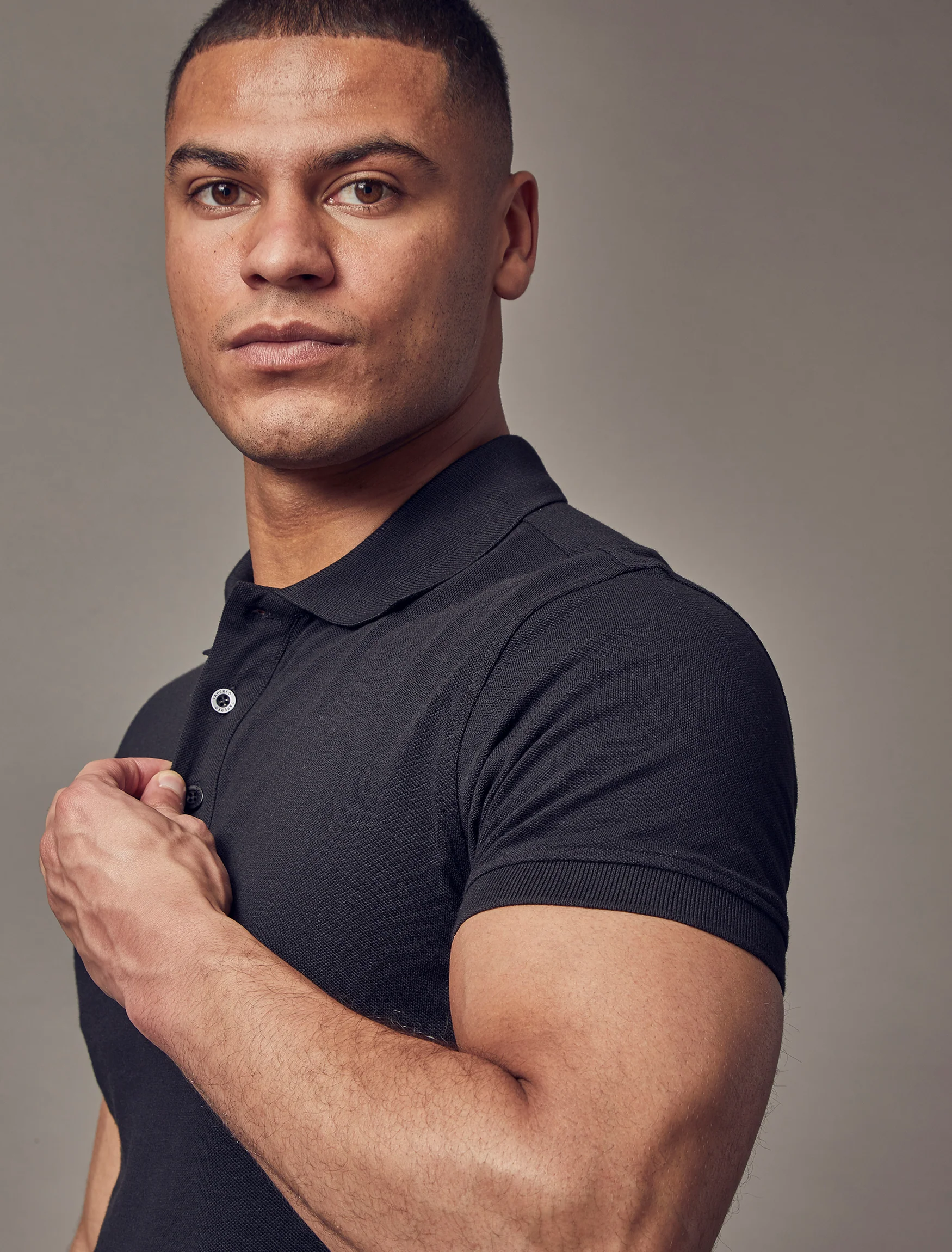 Short Sleeve Black Tapered Fit Polo Shirt - Image 4