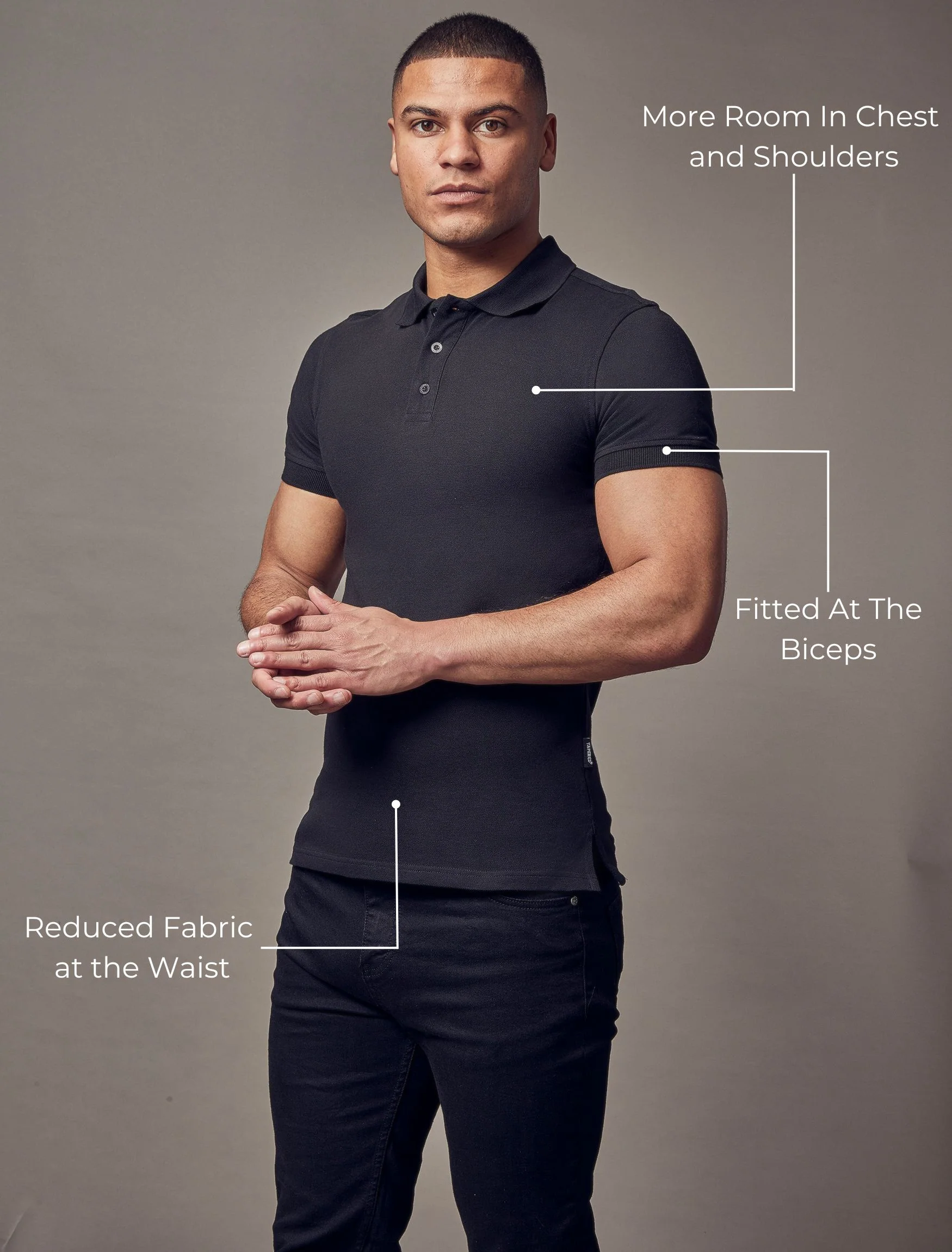 Short Sleeve Black Tapered Fit Polo Shirt - Image 5