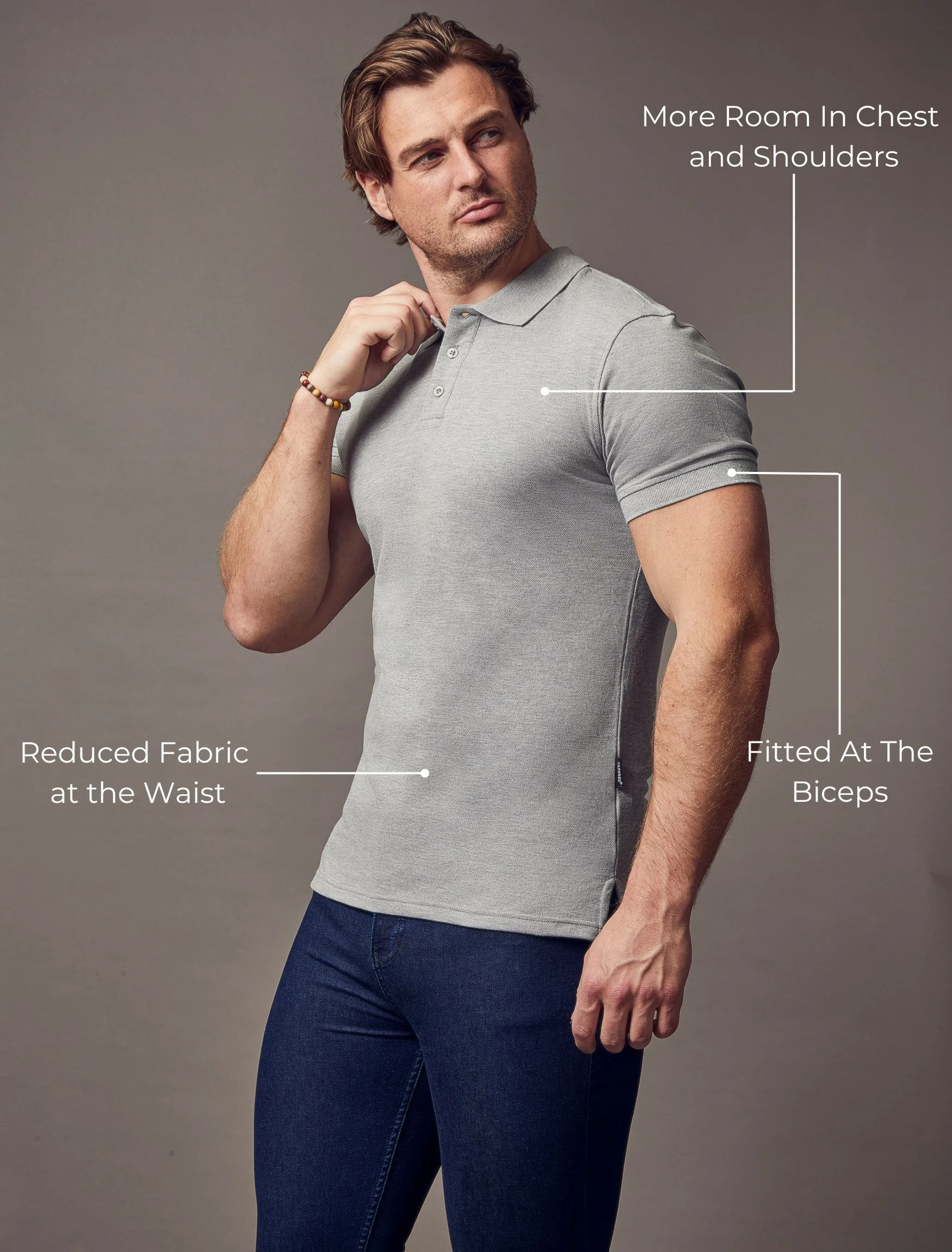 Short Sleeve Grey Tapered Fit Polo Shirt - Image 4