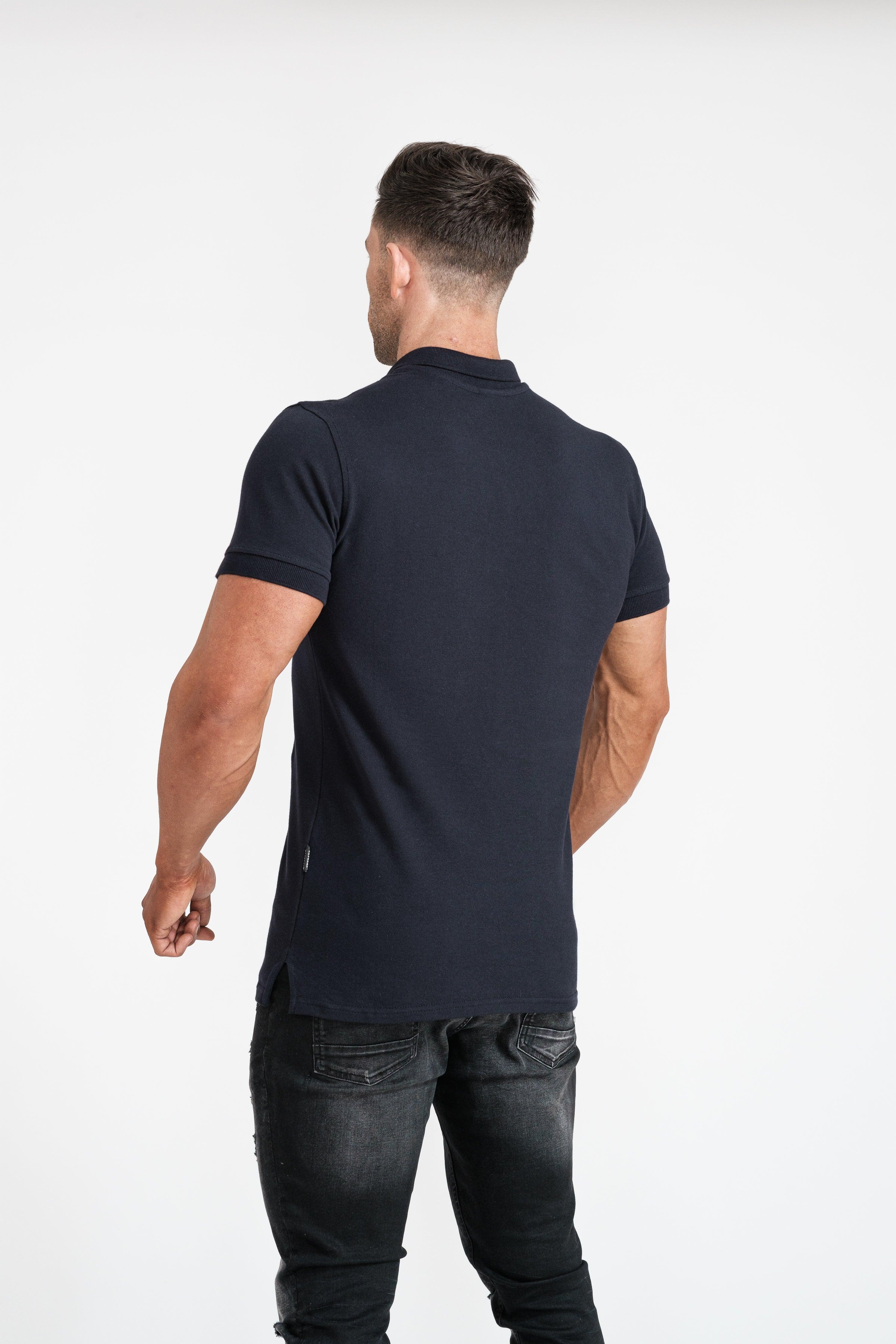 Short Sleeve Navy Tapered Fit Polo Shirt - Image 10