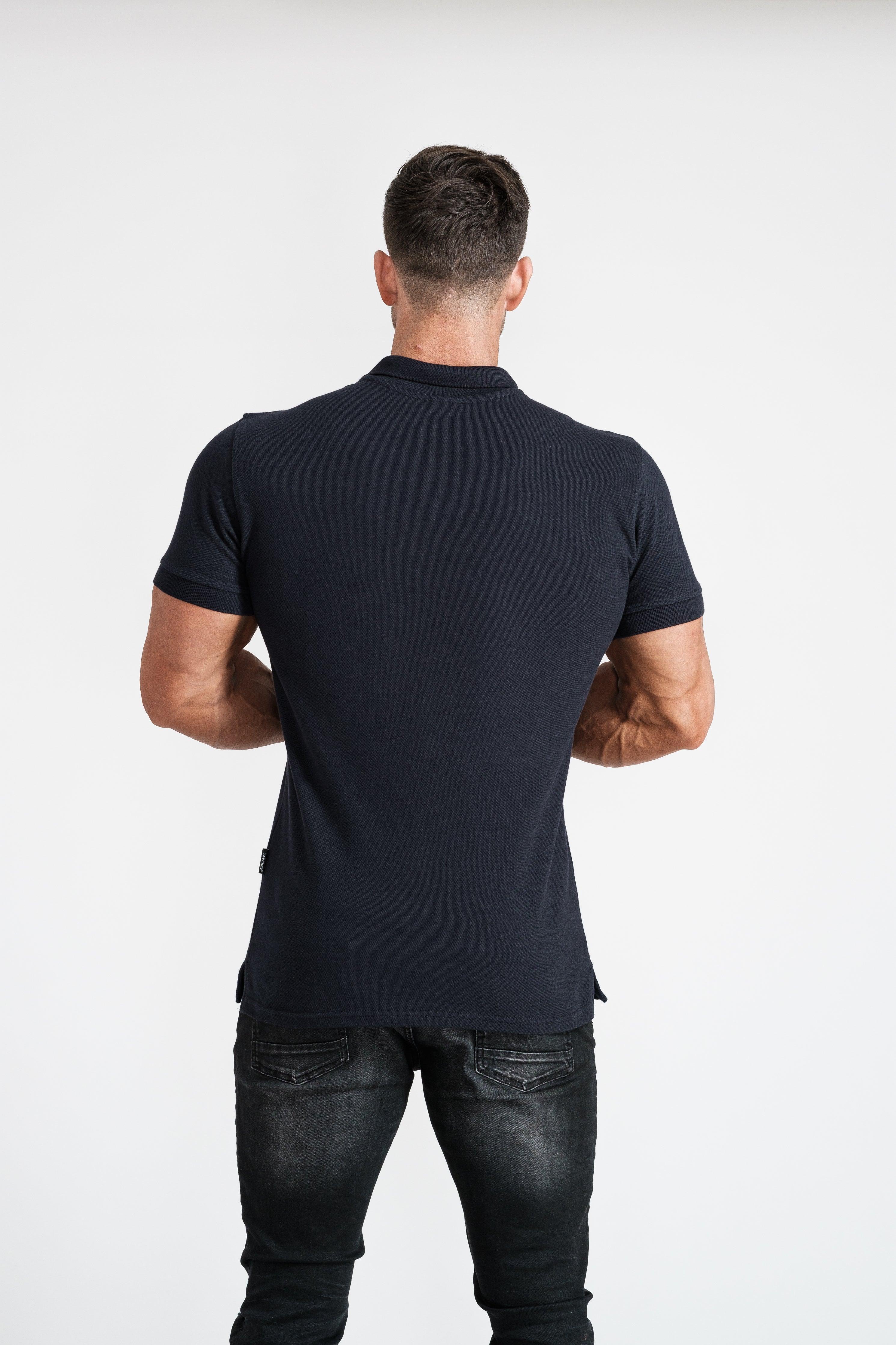 Short Sleeve Navy Tapered Fit Polo Shirt - Image 11