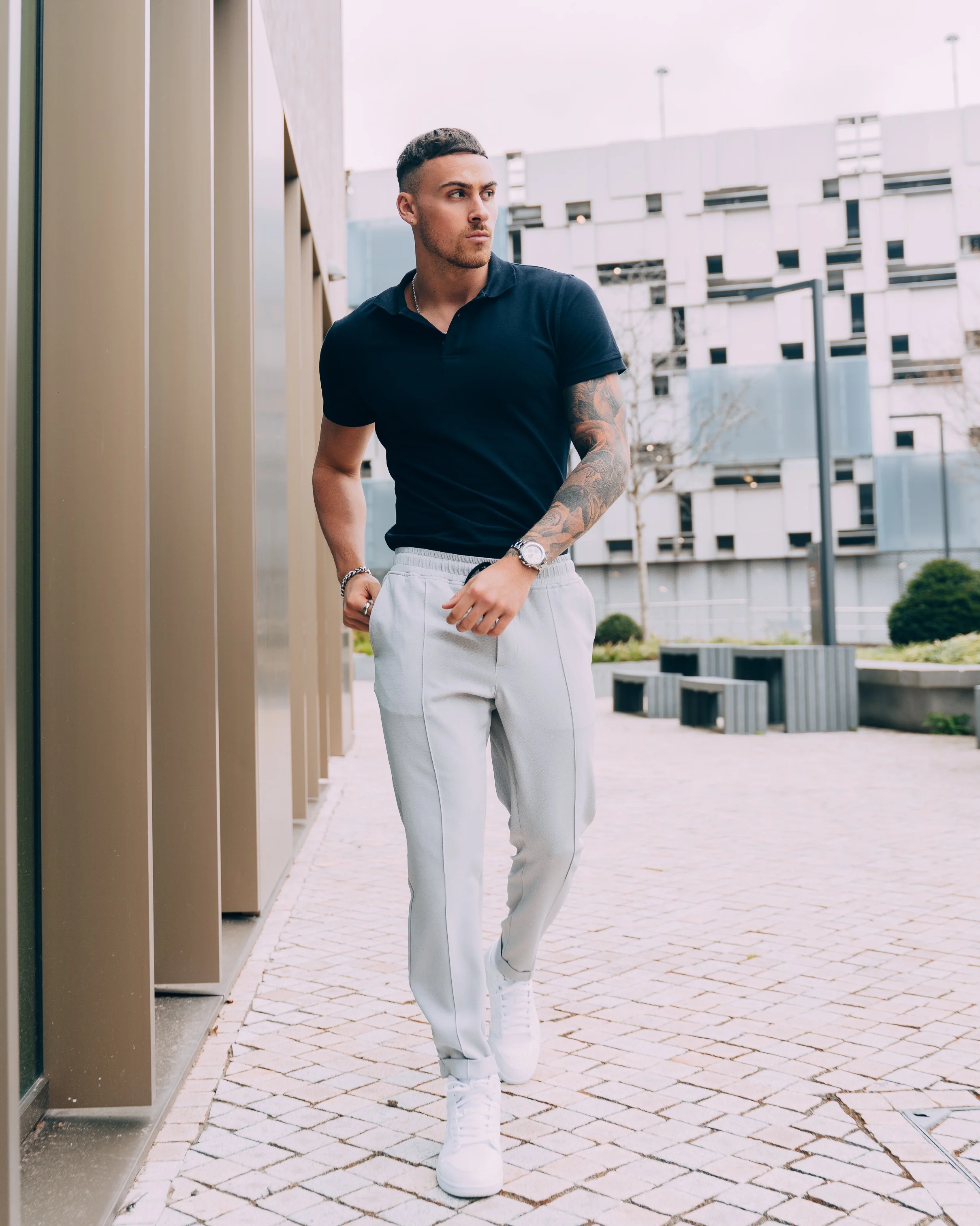 Short Sleeve Navy Tapered Fit Polo Shirt - Image 13