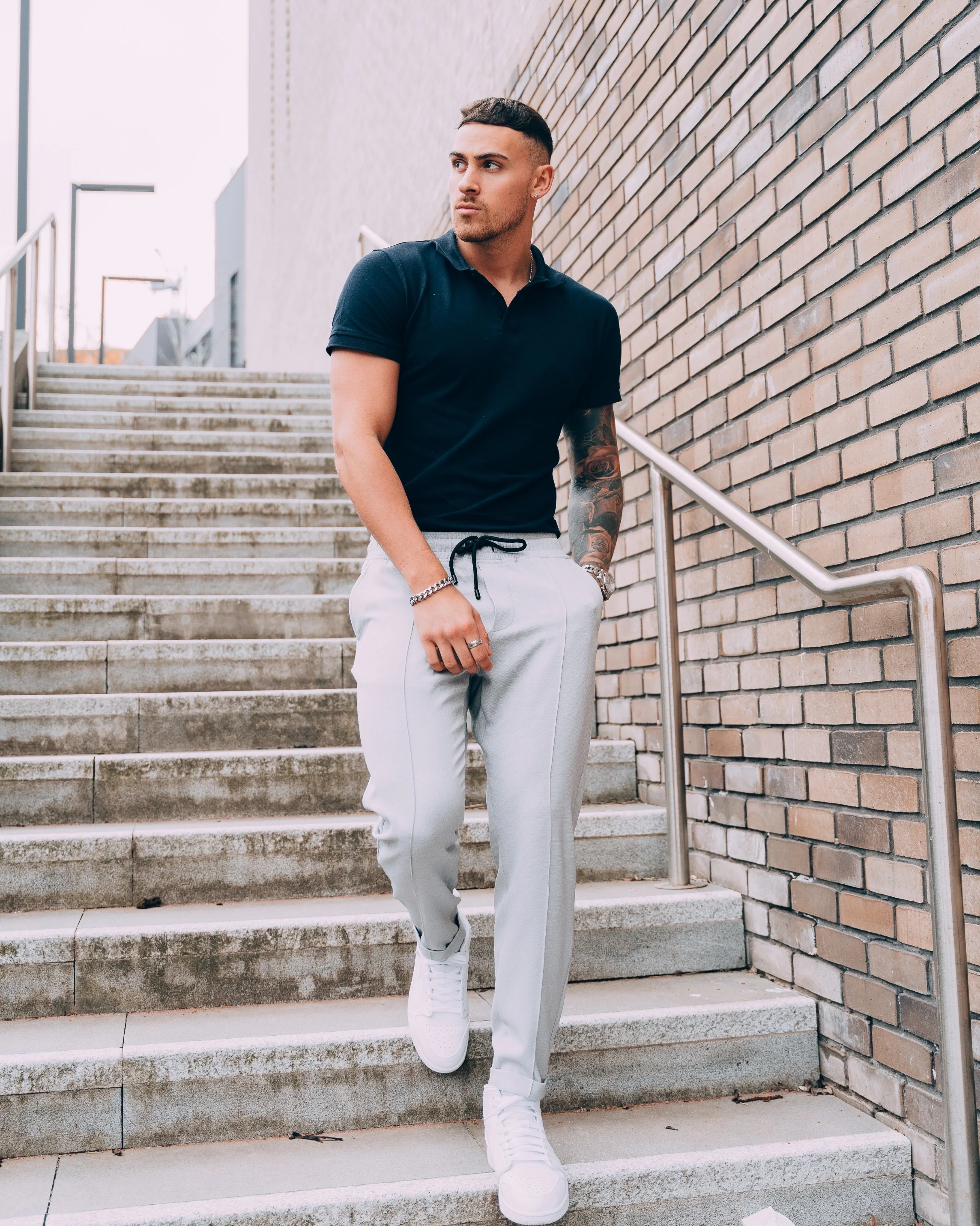 Short Sleeve Navy Tapered Fit Polo Shirt - Image 14