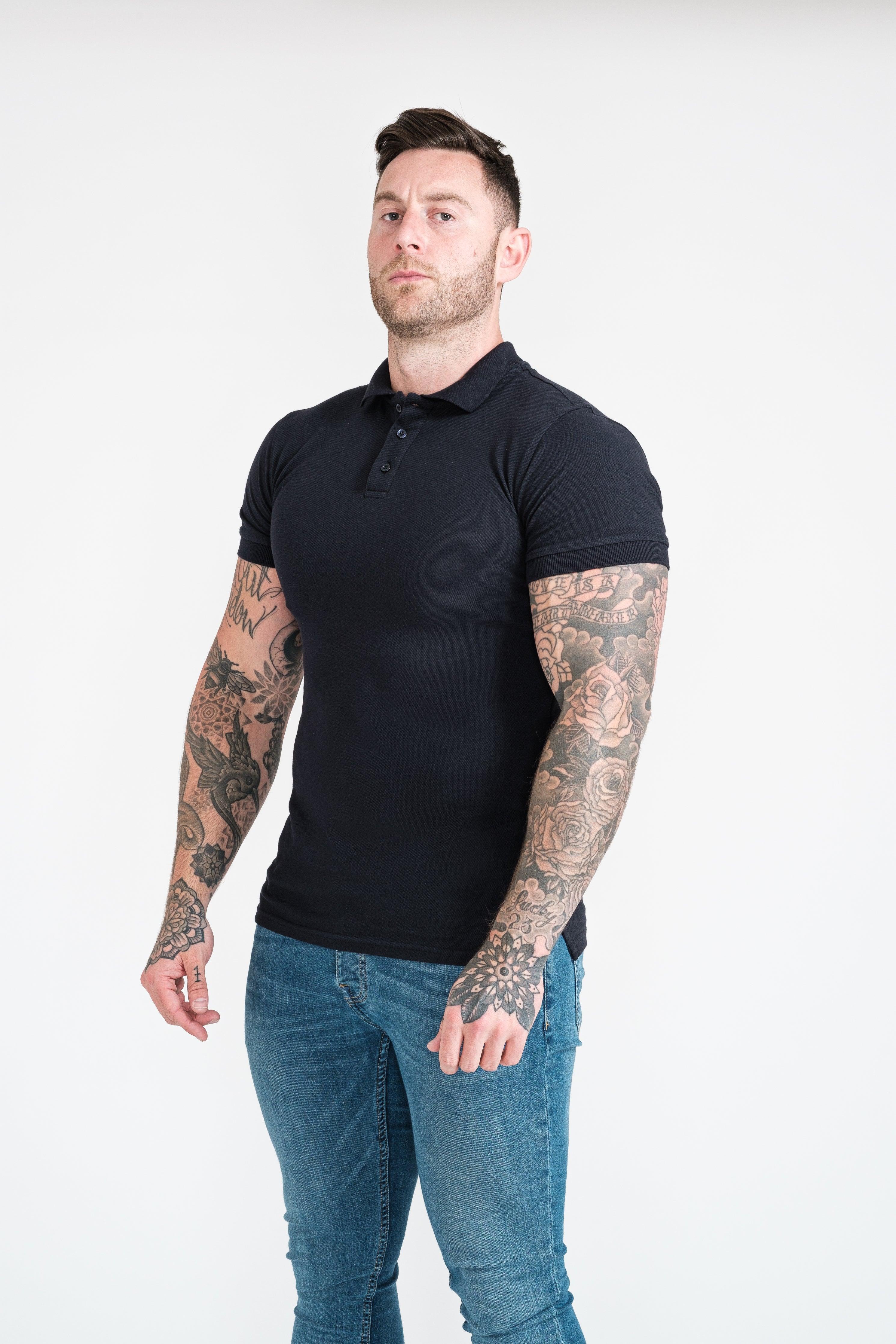 Short Sleeve Navy Tapered Fit Polo Shirt - Image 19